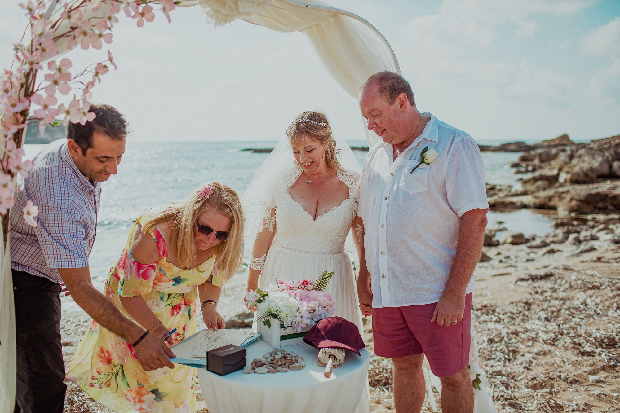 Signing the register on St georges Beach peyia Paphos