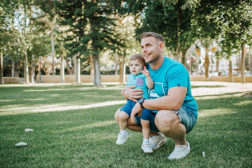 I photograph of small boy at Kykkos Park (metochi Kykkou) with his dad.