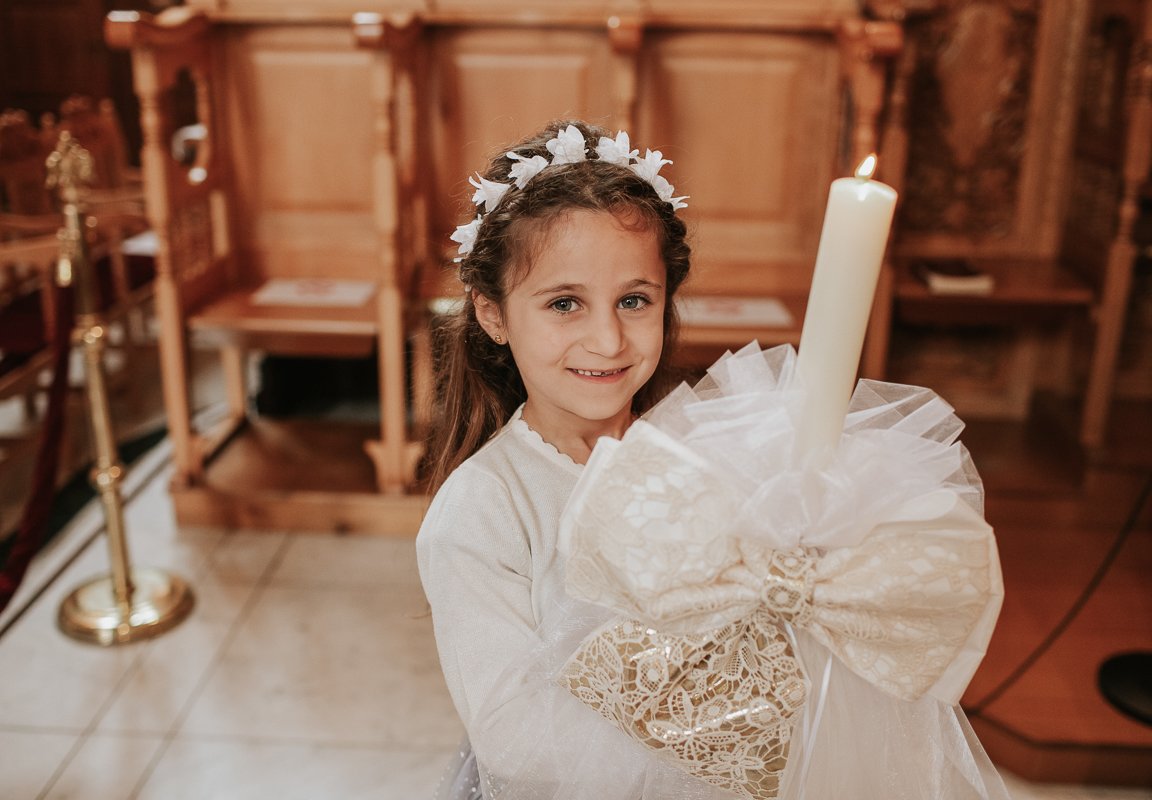 Girl with Christening Lambada (Candle).