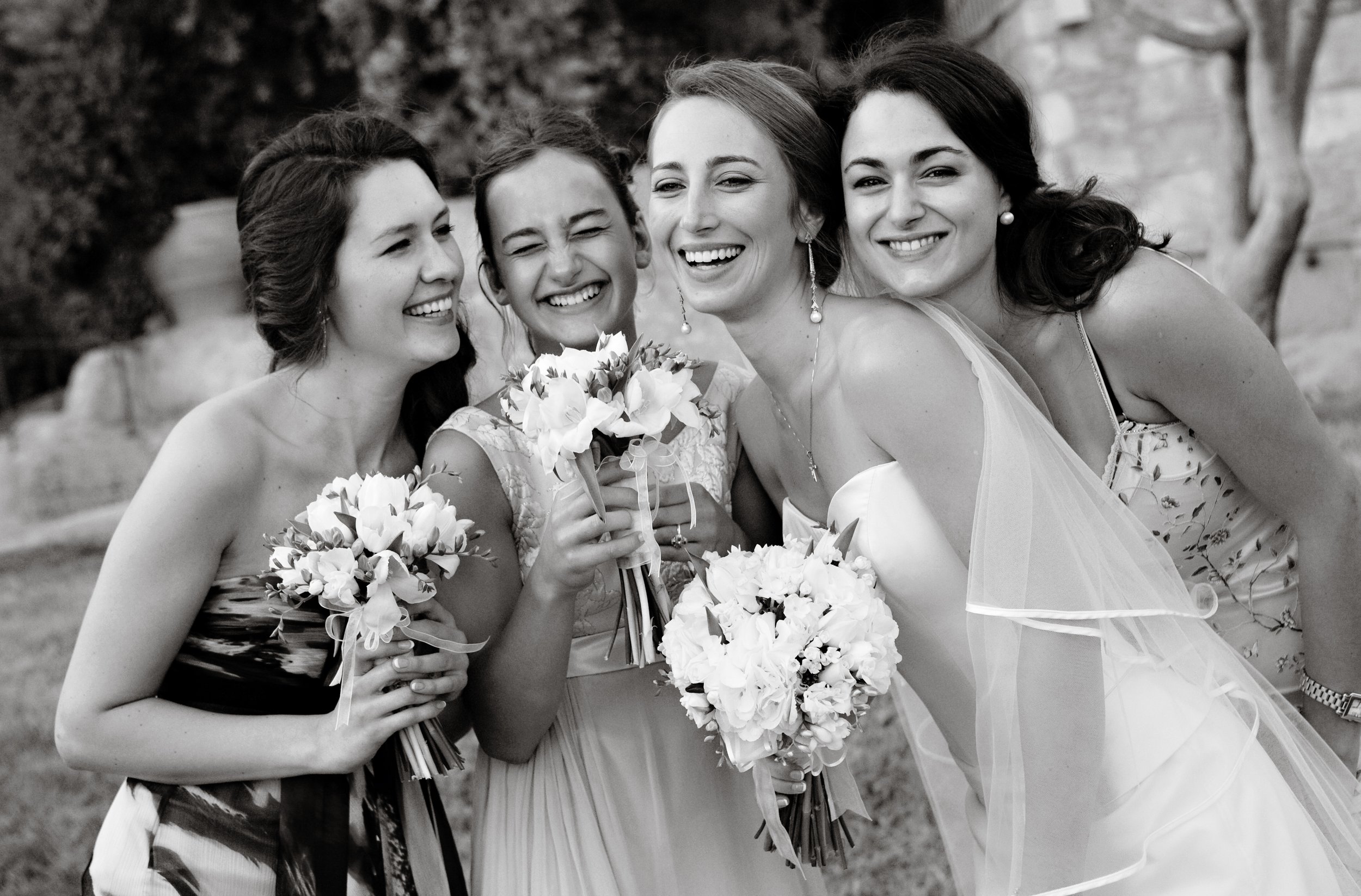 Bride and Bridesmaids at Columbia Beach Resort.