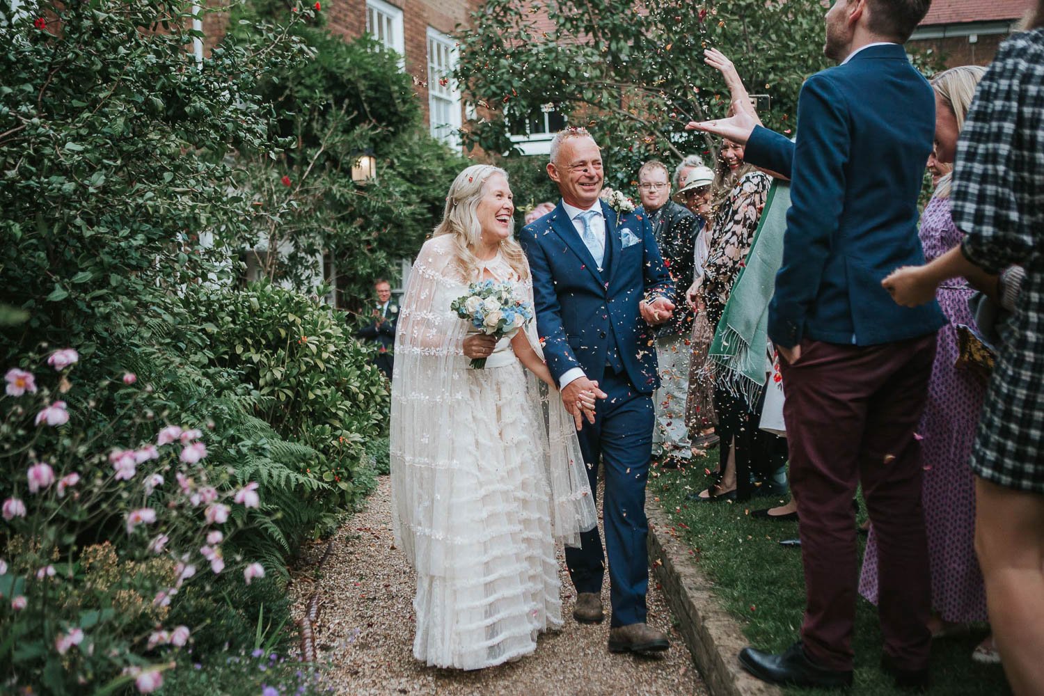  Confetti shot after wedding at Winchester House in Putney, South London 