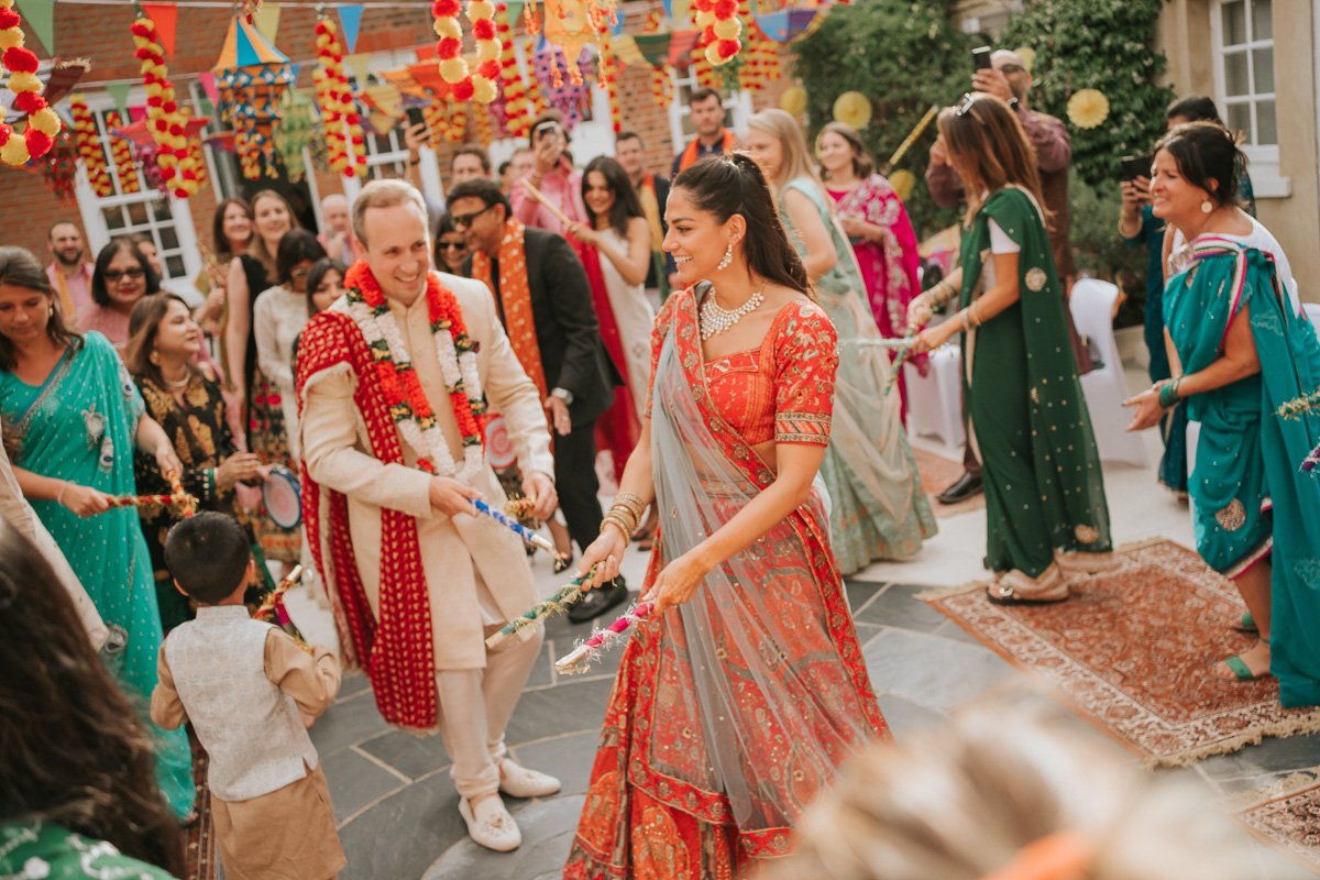  Traditional bhangra dancing at mehndi party. 