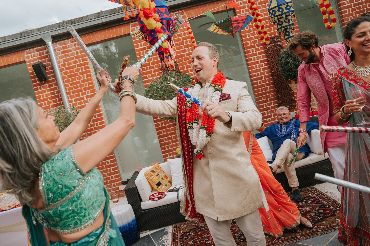  Traditional bhangra dancing at mehndi party. 