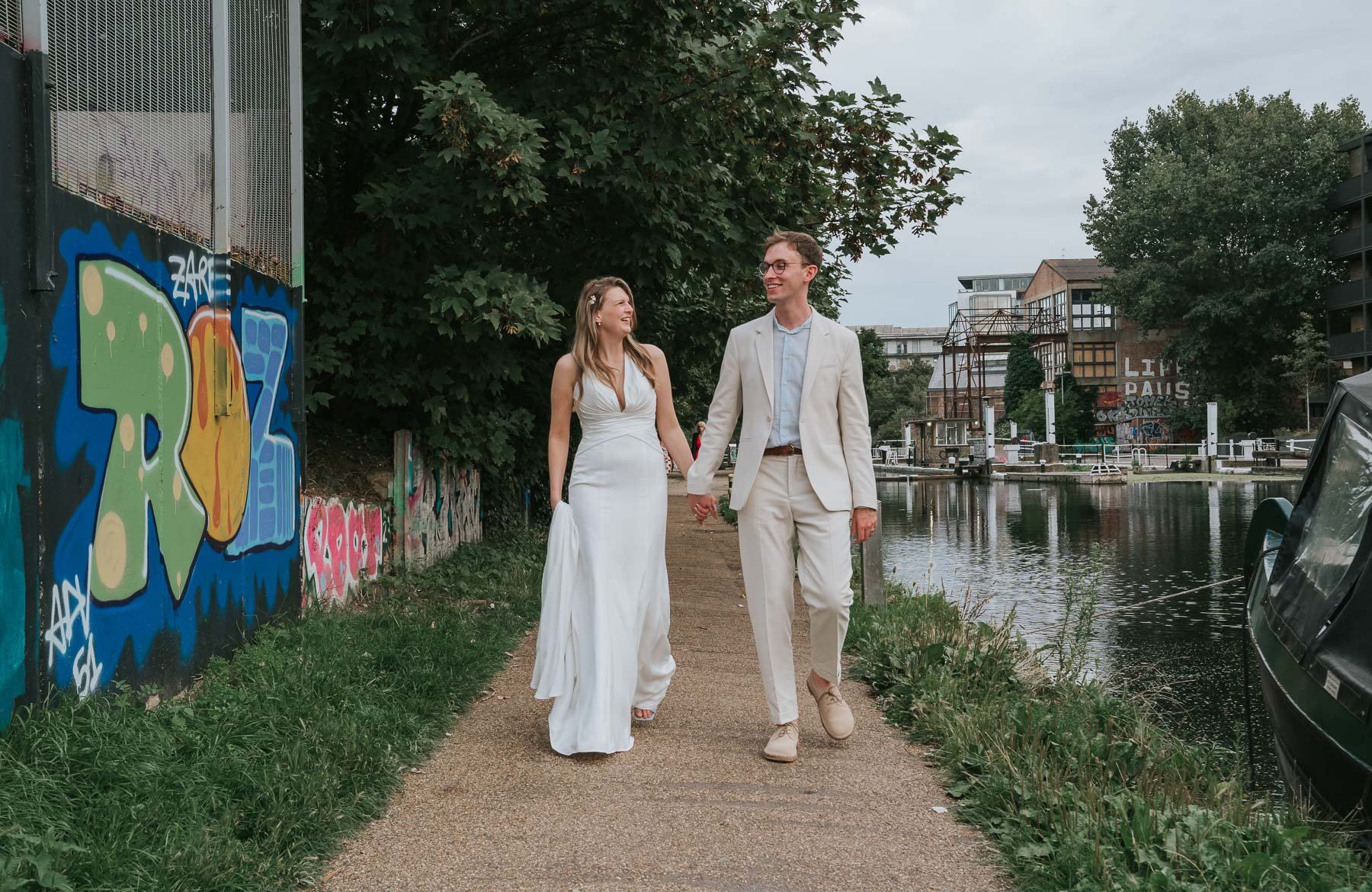  A post-wedding stroll in Hackney Wick by the canal. 