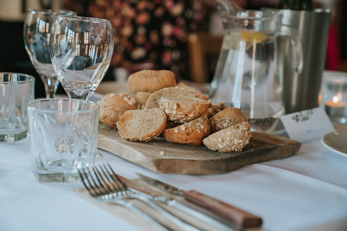  Bread on plate served at The Roebuck pub. 