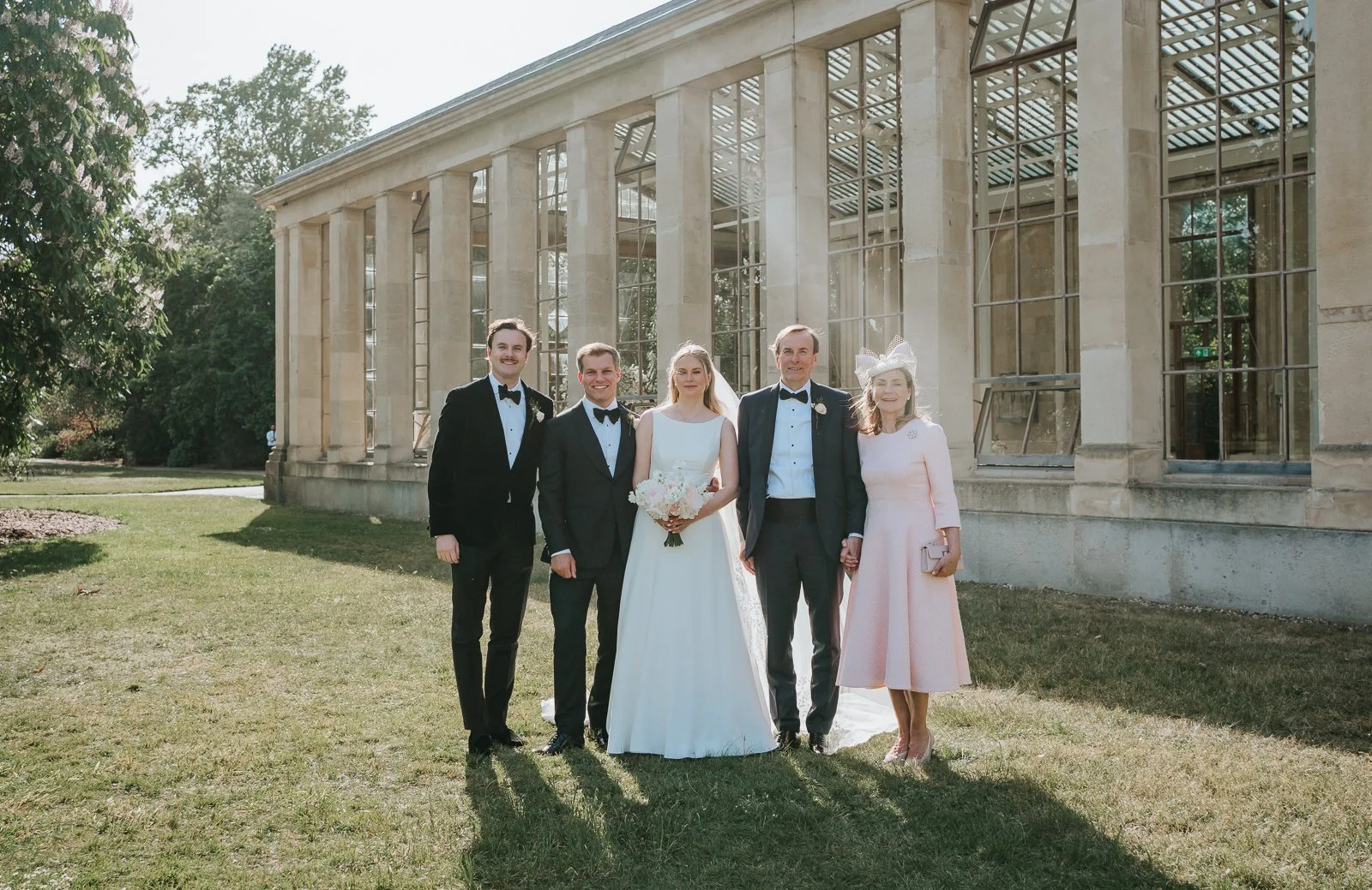  Family wedding portrait outside the Nash Conservatory at Kew Gardens following the ceremony. 