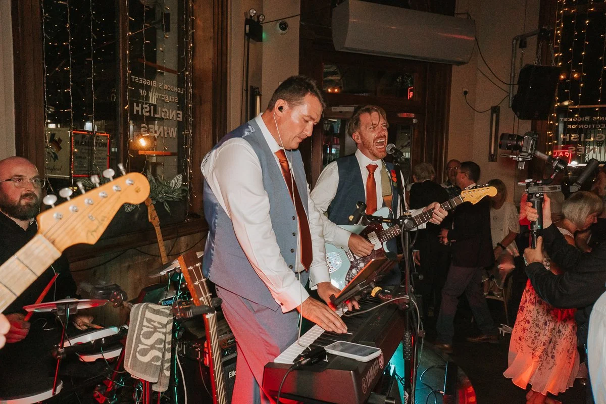  Live band performing for wedding guests during a Balfour St Barts evening reception. 