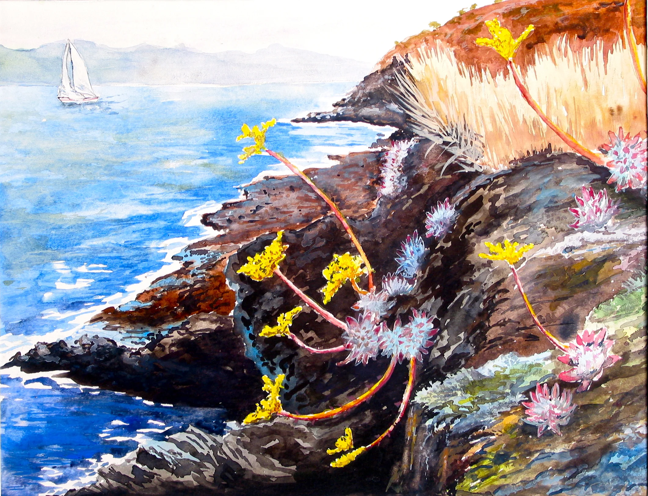 "Coming Into Orizaba Anchorage" Watercolor 16x12