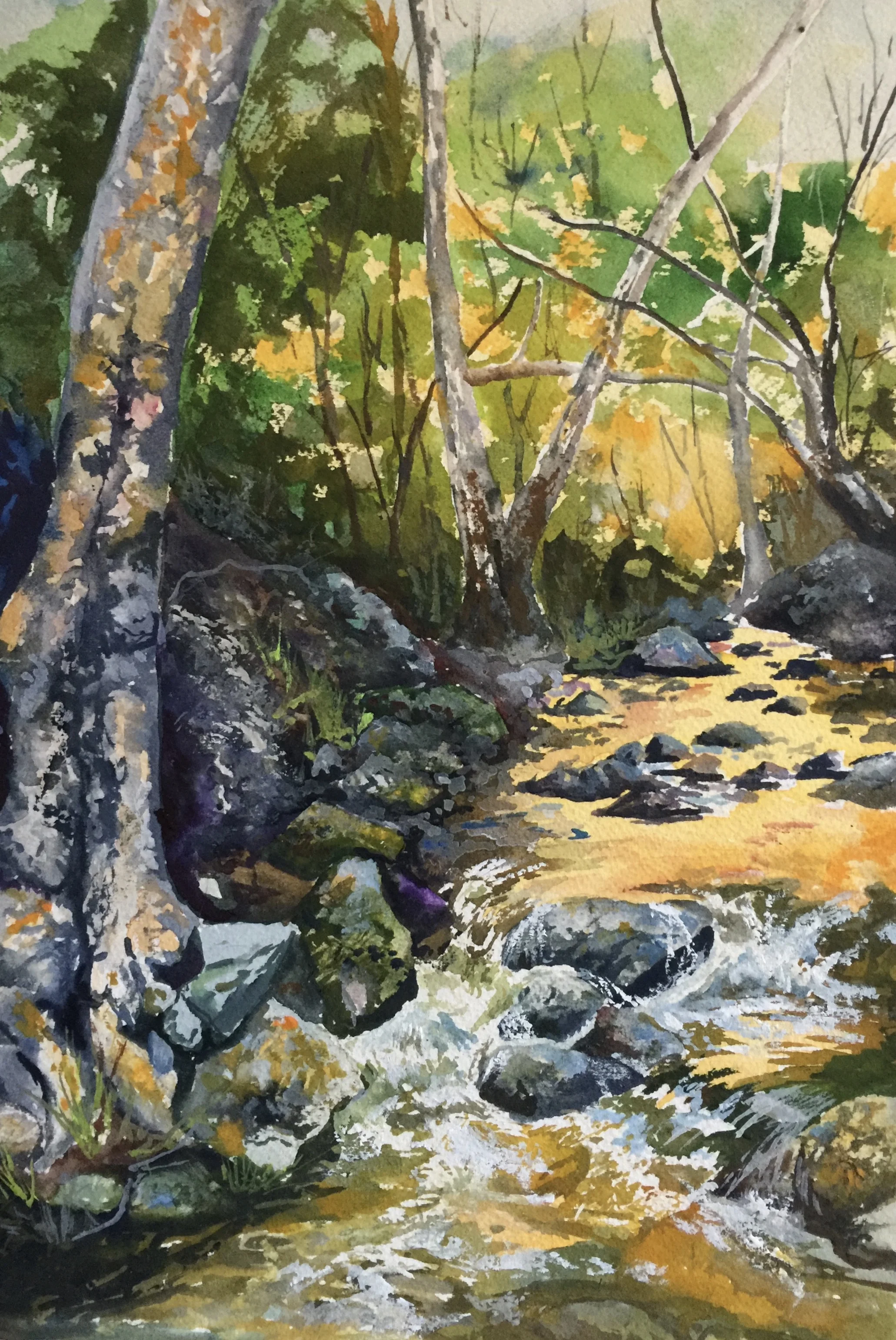 "On Golden Creek, Circle X Ranch" Watercolor 8x12
