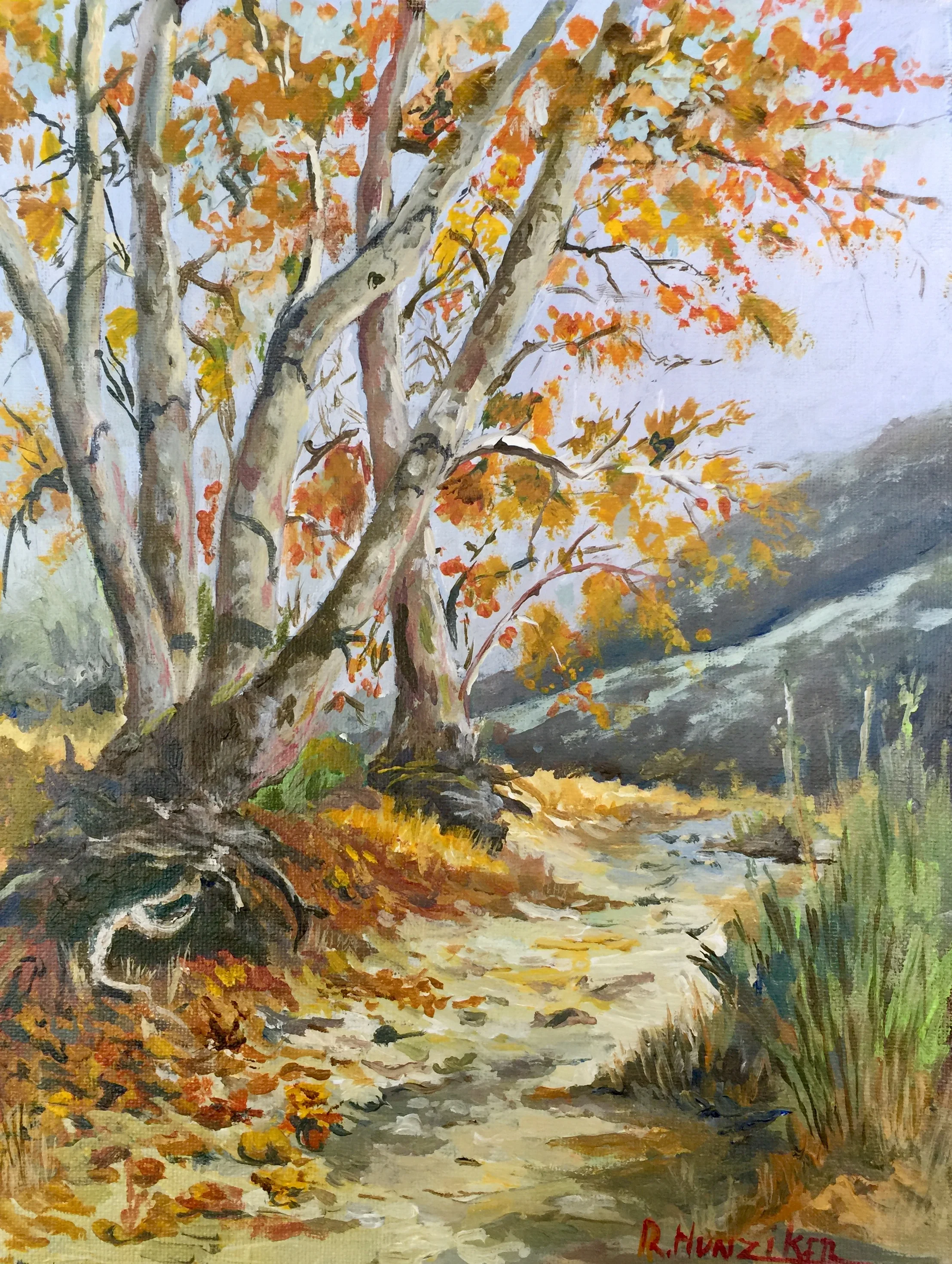 "Autumn Along the Creek (Peter Straus Ranch)", Acrylic 8x10