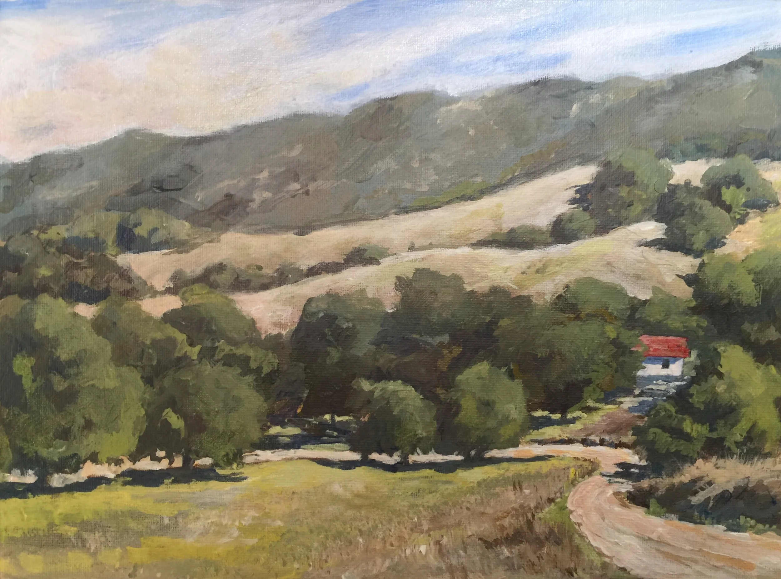 "A winding road, Trippet Ranch" Acrylic 12x9