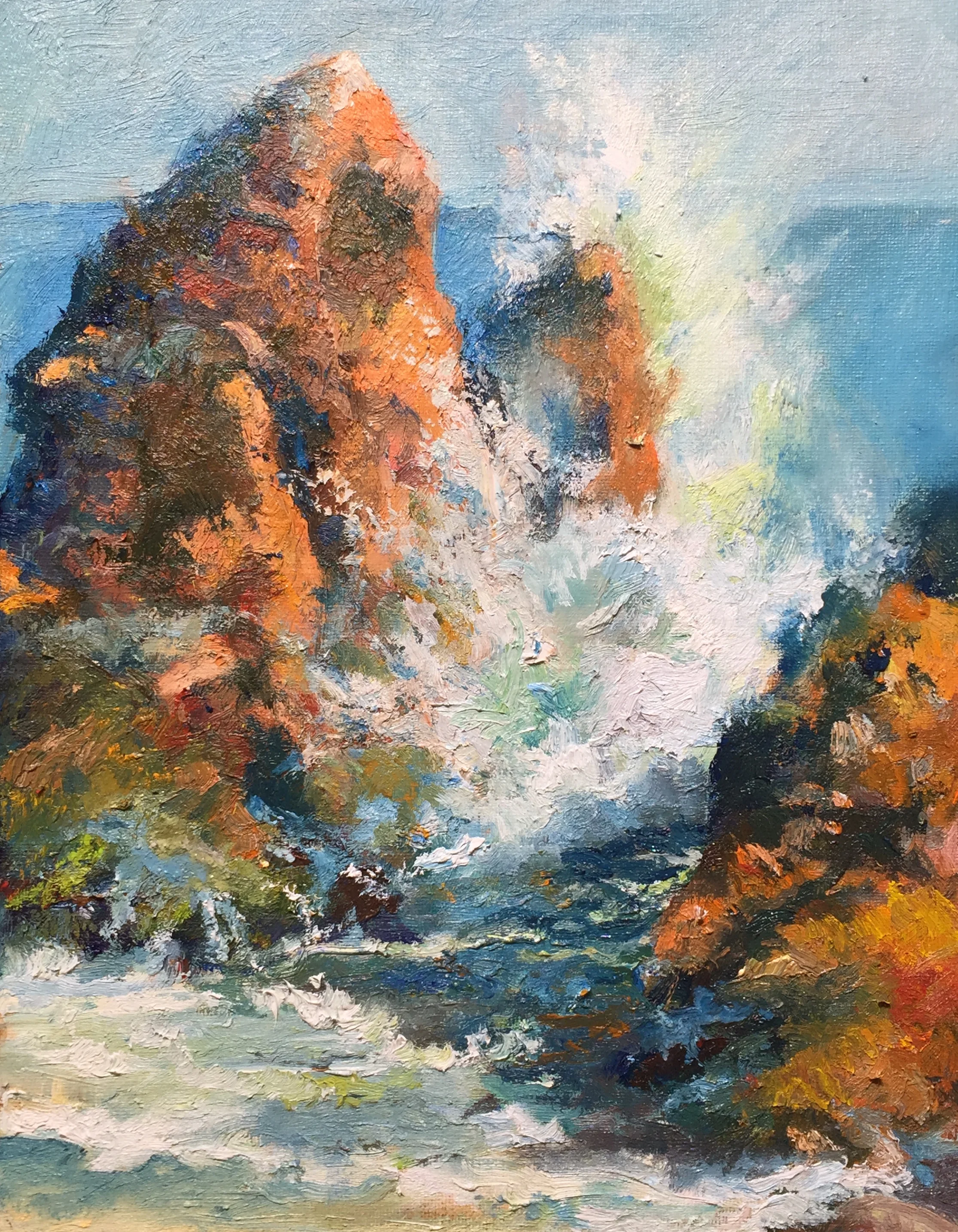 Incoming Tide Getty Beach. Oil 9x12