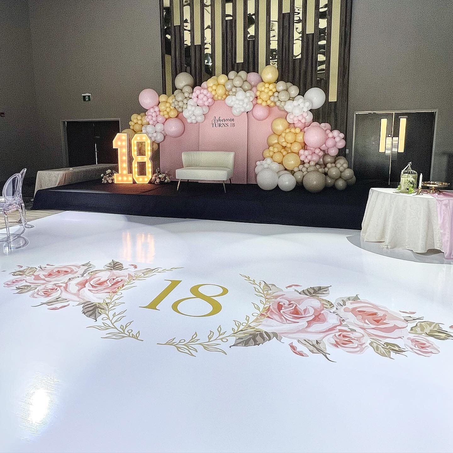 Transform any event into a floral wonderland with our stunning vinyl floor wraps! 🌸✨ Here's a look at the beautiful design we created for this special 18th birthday celebration at Queens Manor

#weddingdecor&nbsp;#bride&nbsp;#groom&nbsp;#sangeet #to