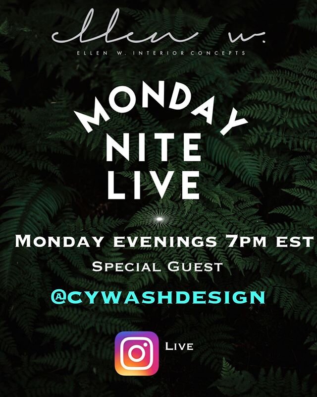 THIS EVENING!!! ⠀⠀⠀⠀⠀⠀⠀⠀⠀⠀⠀⠀ Join @cywashdesign and I tomorrow evening at 7pm as we have a candid discussion about education (decorator vs designer), having a strong business foundation, being innovative in your business along with a host of other to