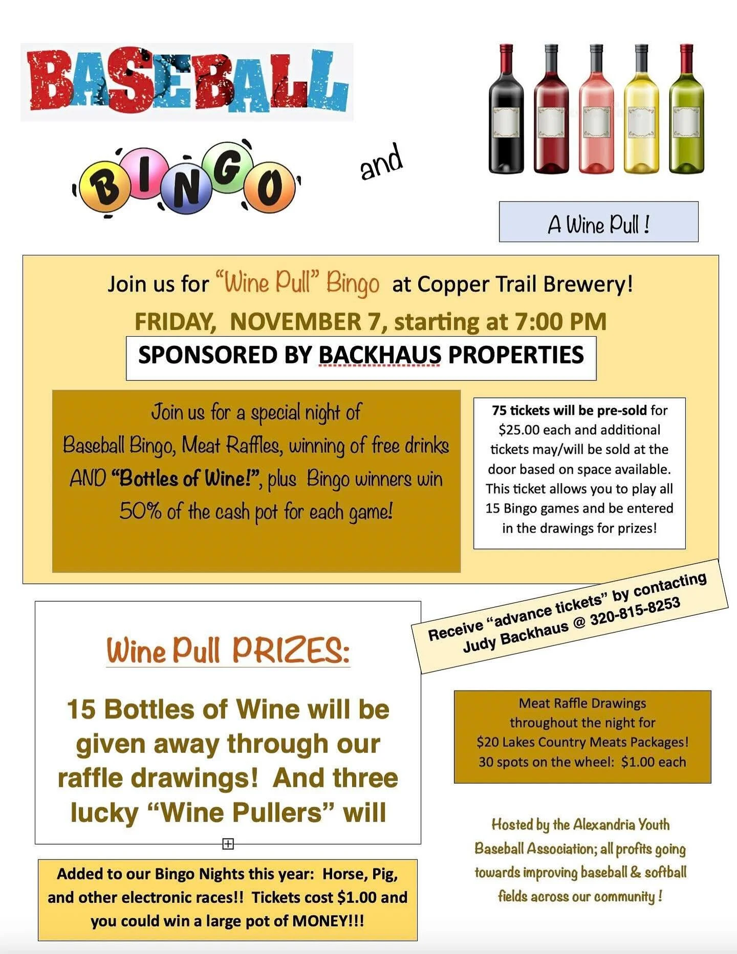 AYBA Bingo this Friday 7-9pm wine pull edition!🍷⚾️

#alexandriamn #downtown #downtownalex #brewpub #brewery #minnesota #beer #craftbeer #fallseason