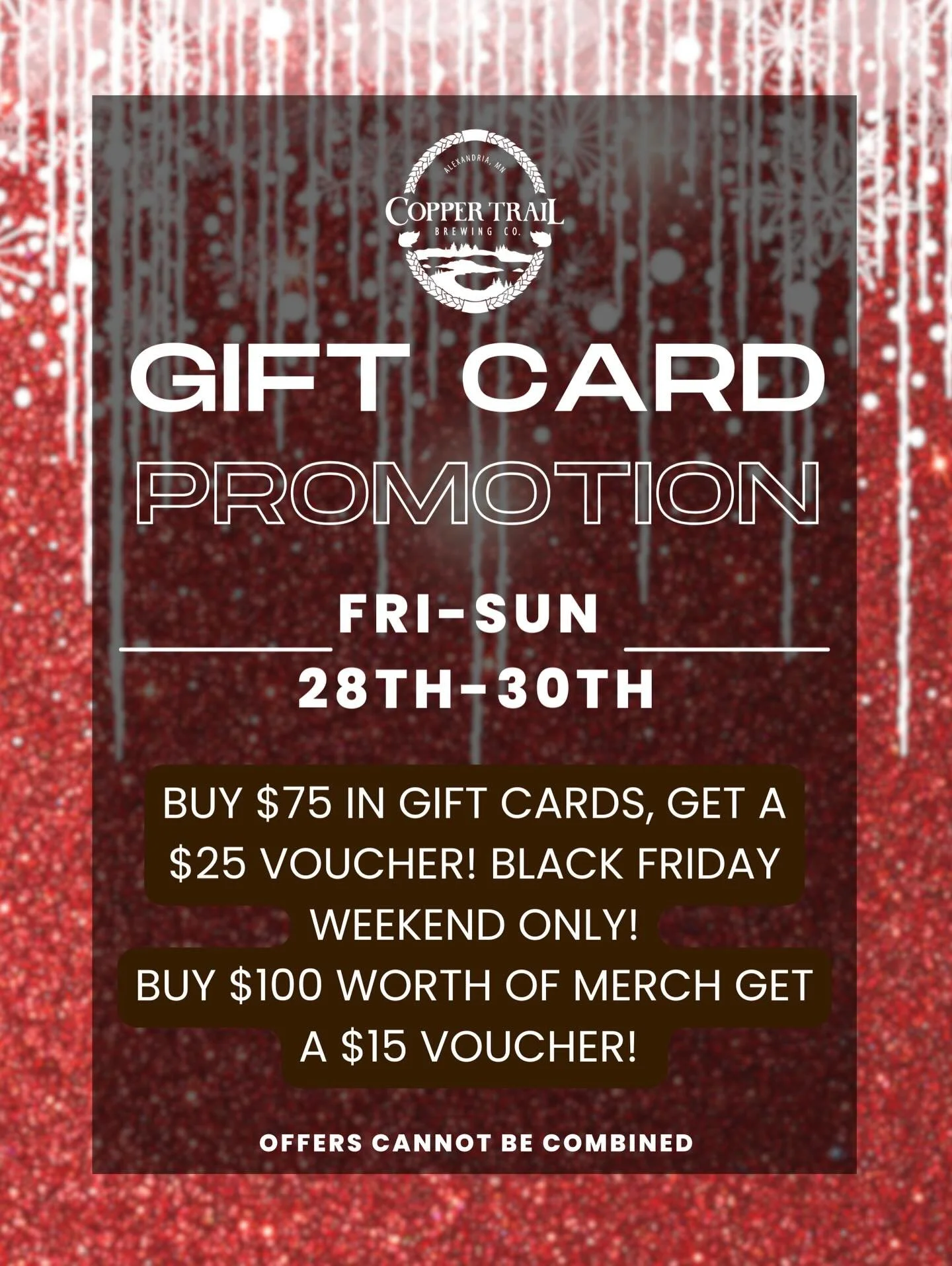 Black Friday Promotions!!🚨🚨

#alexandriamn #downtown #downtownalex #brewpub #brewery minnesota beer craftbeer fallseason downtownalexandria