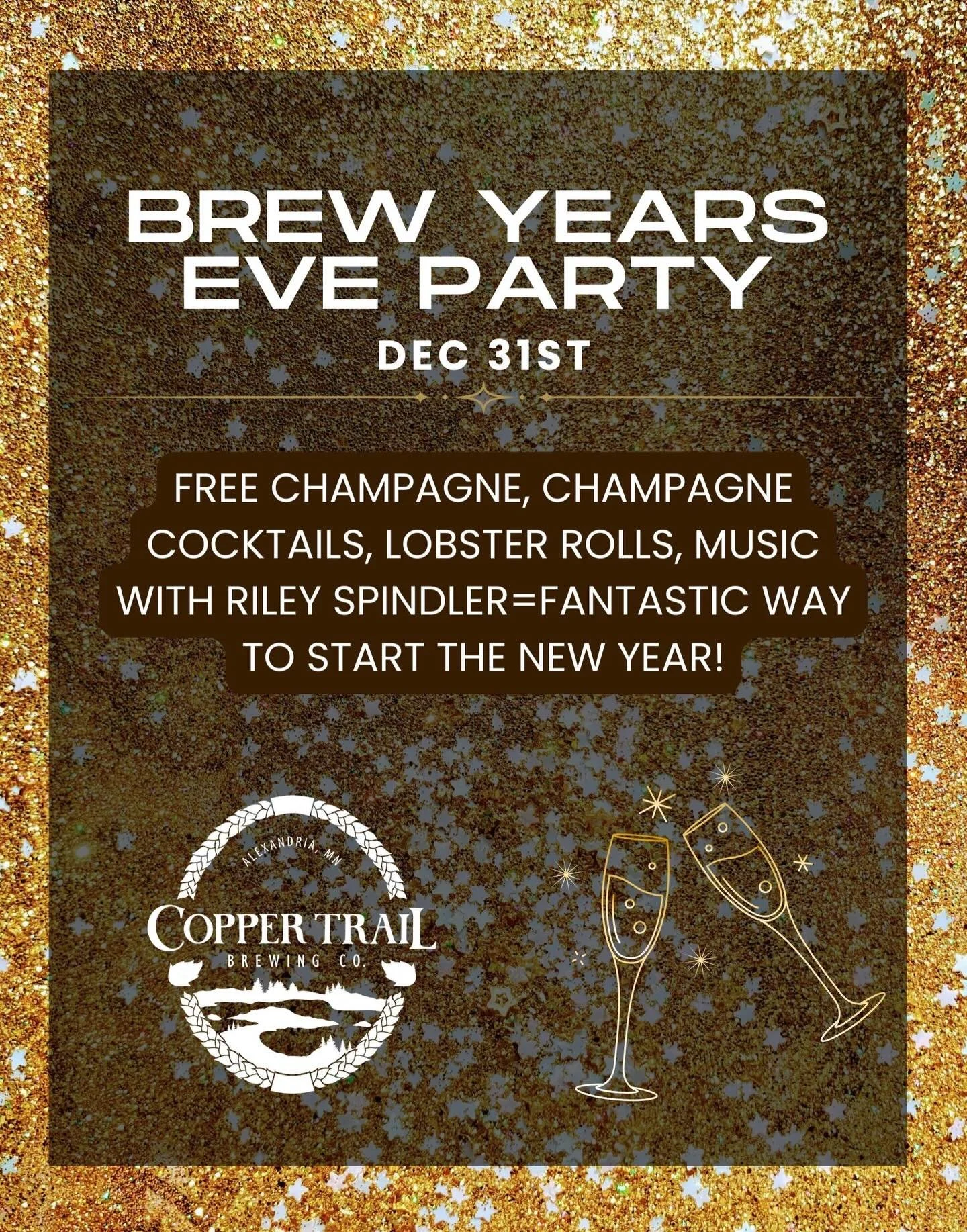 Brew Years Eve🥂🍾✨FREE champagne while supplies last!

Join us to celebrate the New Year! We will be opened until 10pm! 

🎉FREE champagne while supplies last starting at 5:30pm!
🎉Watch the London New Years firework show on our projector at 6pm!
🎉