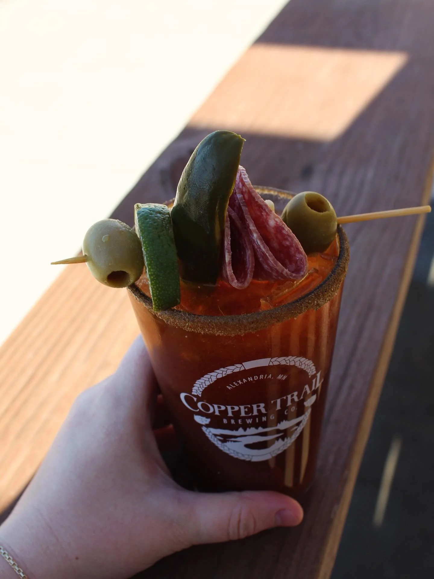 A snack and a drink! Our Bloody Mary secret recipe has been perfected to give you a perfectly balanced cocktail all day long!

#alexandriamn #brewpub #brewery #craftbeer #downtownalexandria