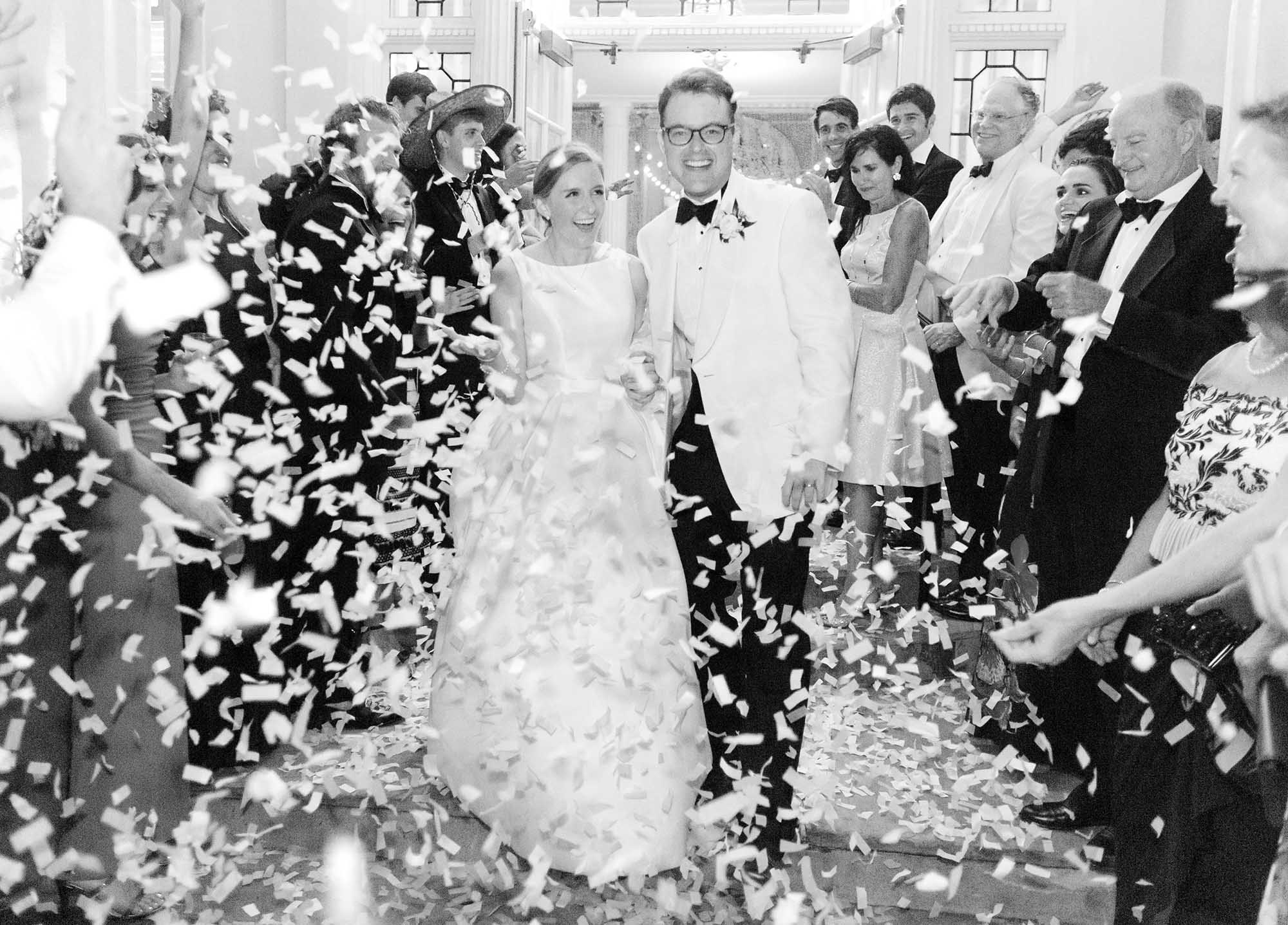 A confetti exit at the Charlotte Country Club.