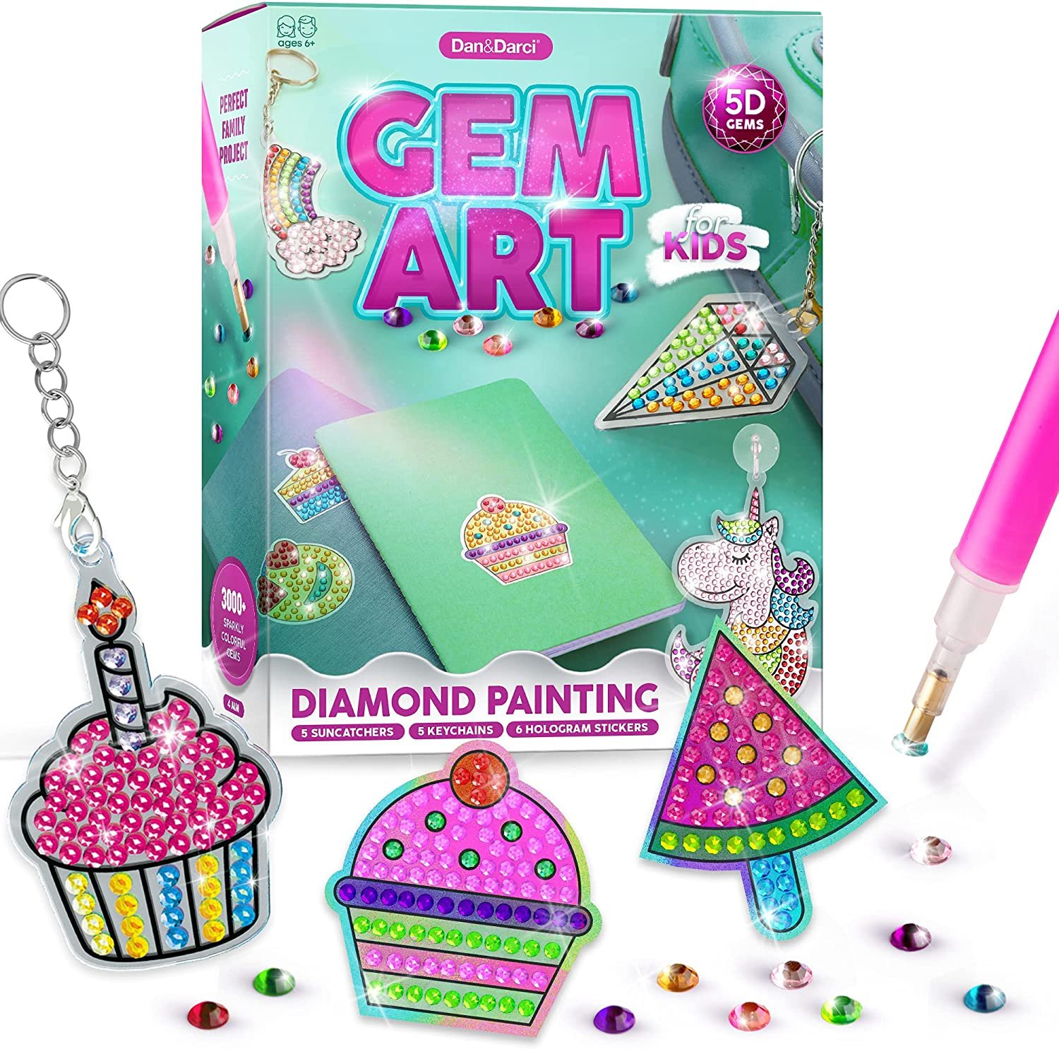 Kids Big Gem Diamond Painting Kit Create 12 Stickers Diy Arts