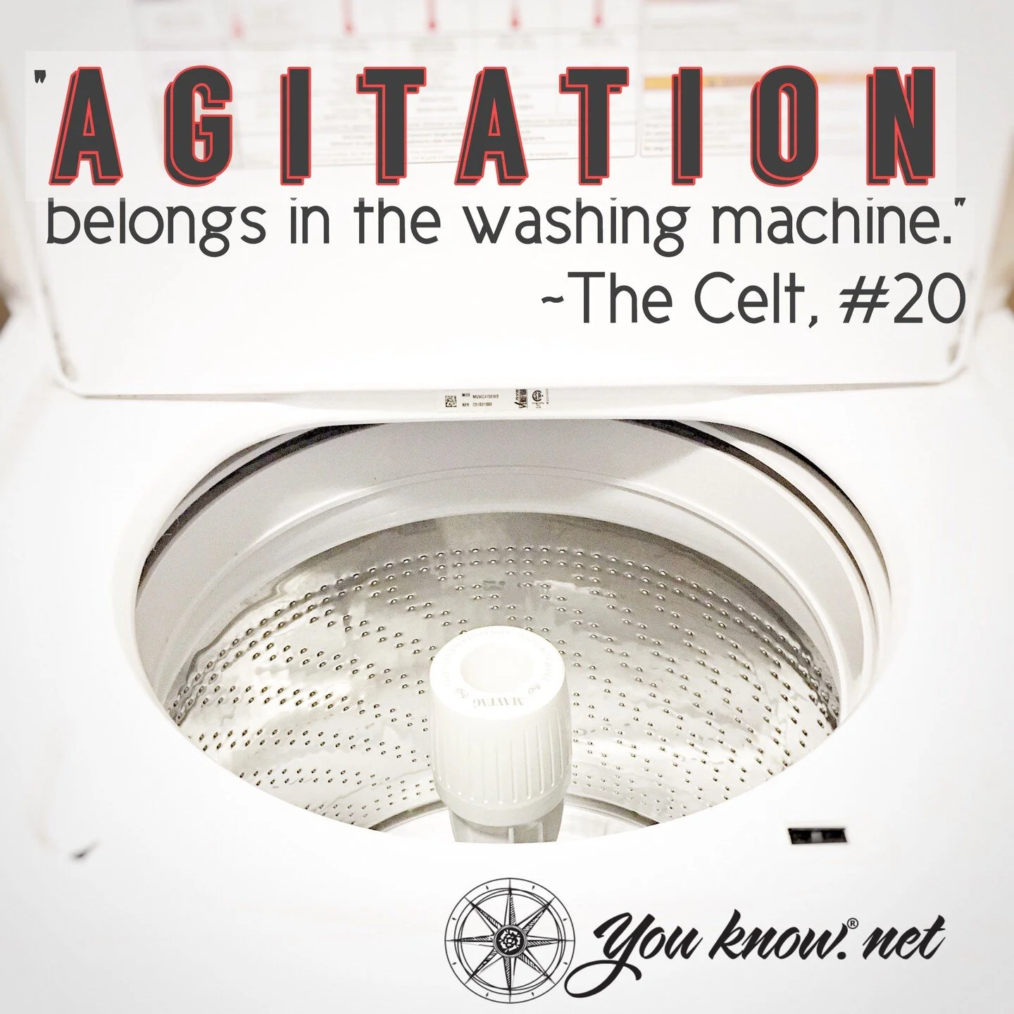 Agitation blocks intuition.

Today it finally hit me that this wasn't just a funny line. I needed to ask myself this question:
&ldquo;What kind of washing machine do I need when I&rsquo;m agitated?&rdquo;

What are some ways you release agitation?

A