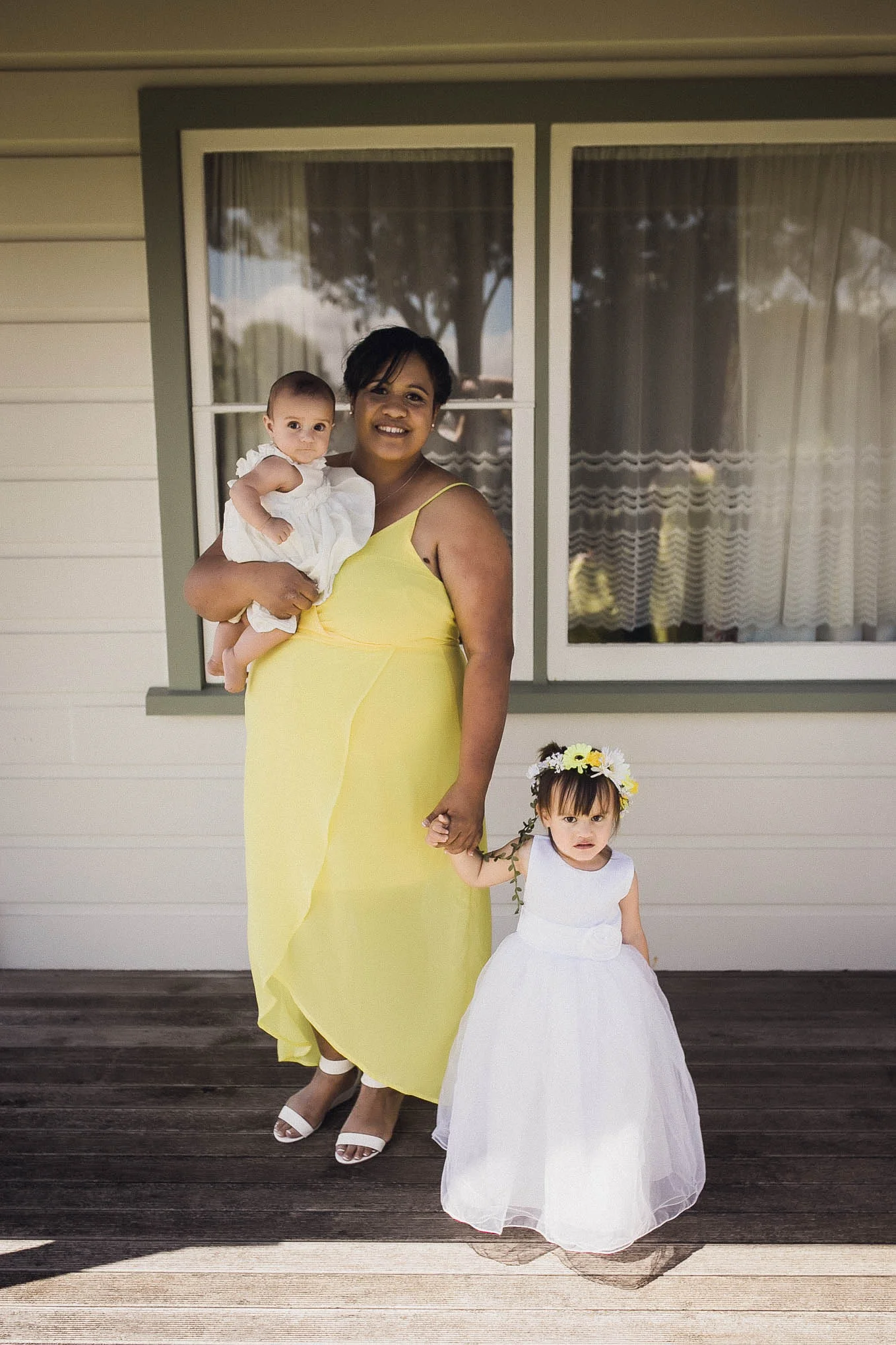 Ngawai with her children Alanna and Ella.