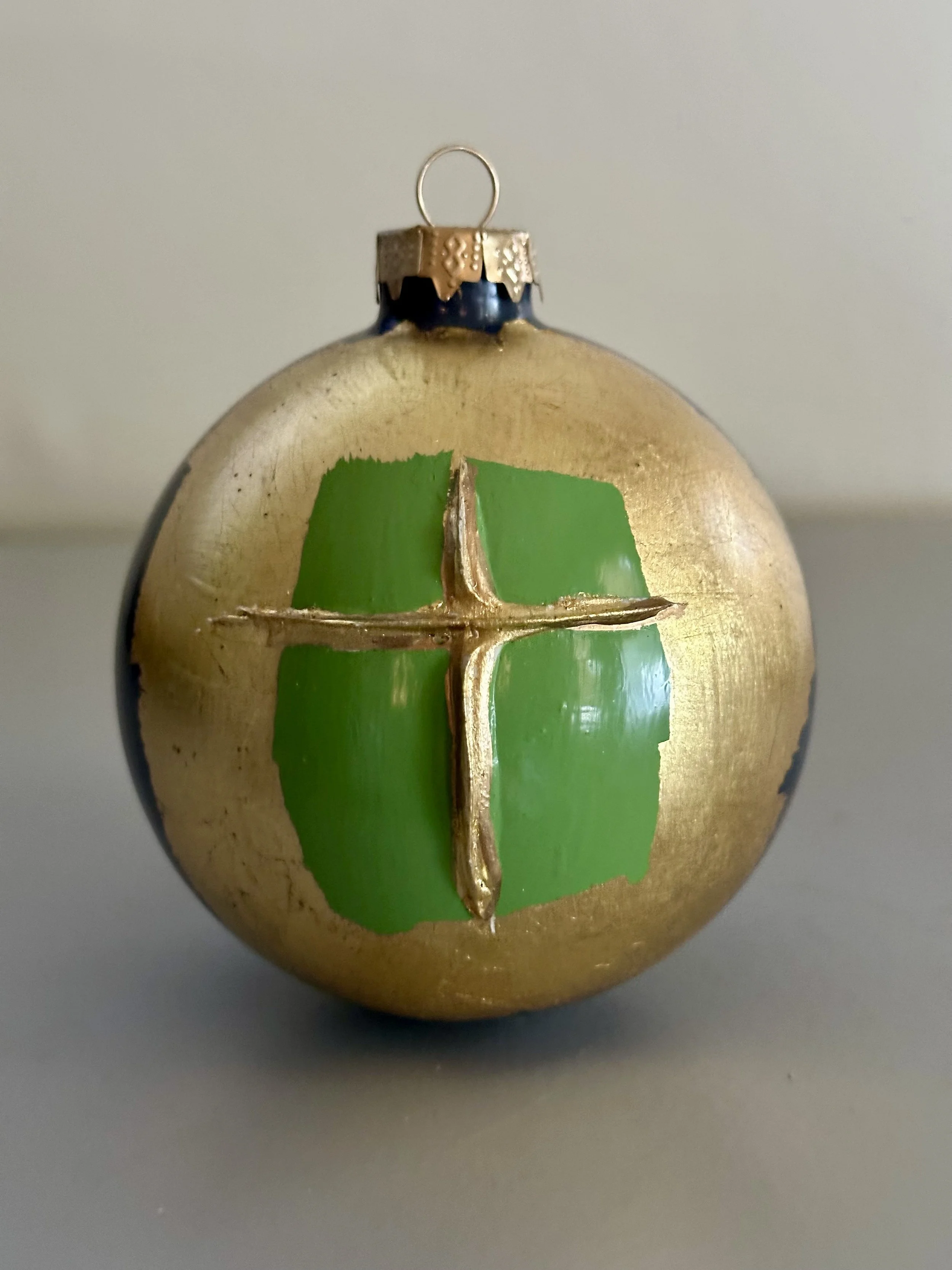 NEW Green/Blue Cross Ornament