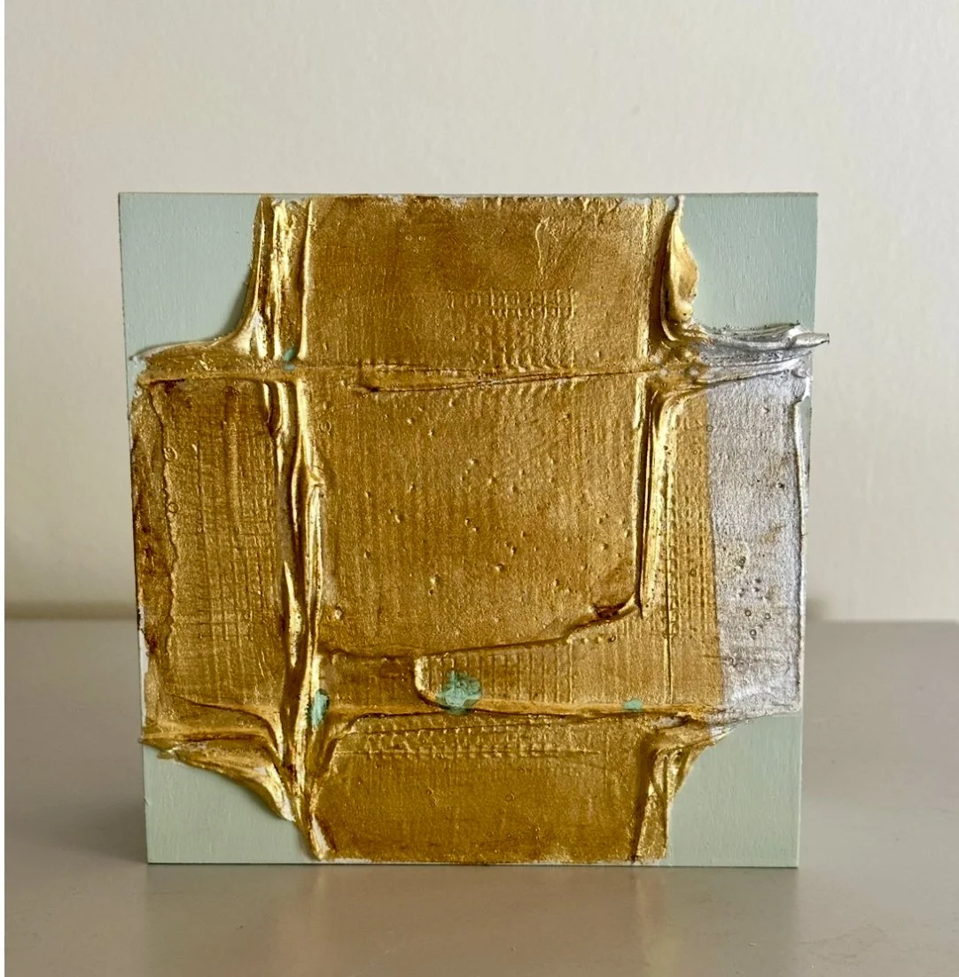 NEW 6" x 6"  Blue Gold Cross