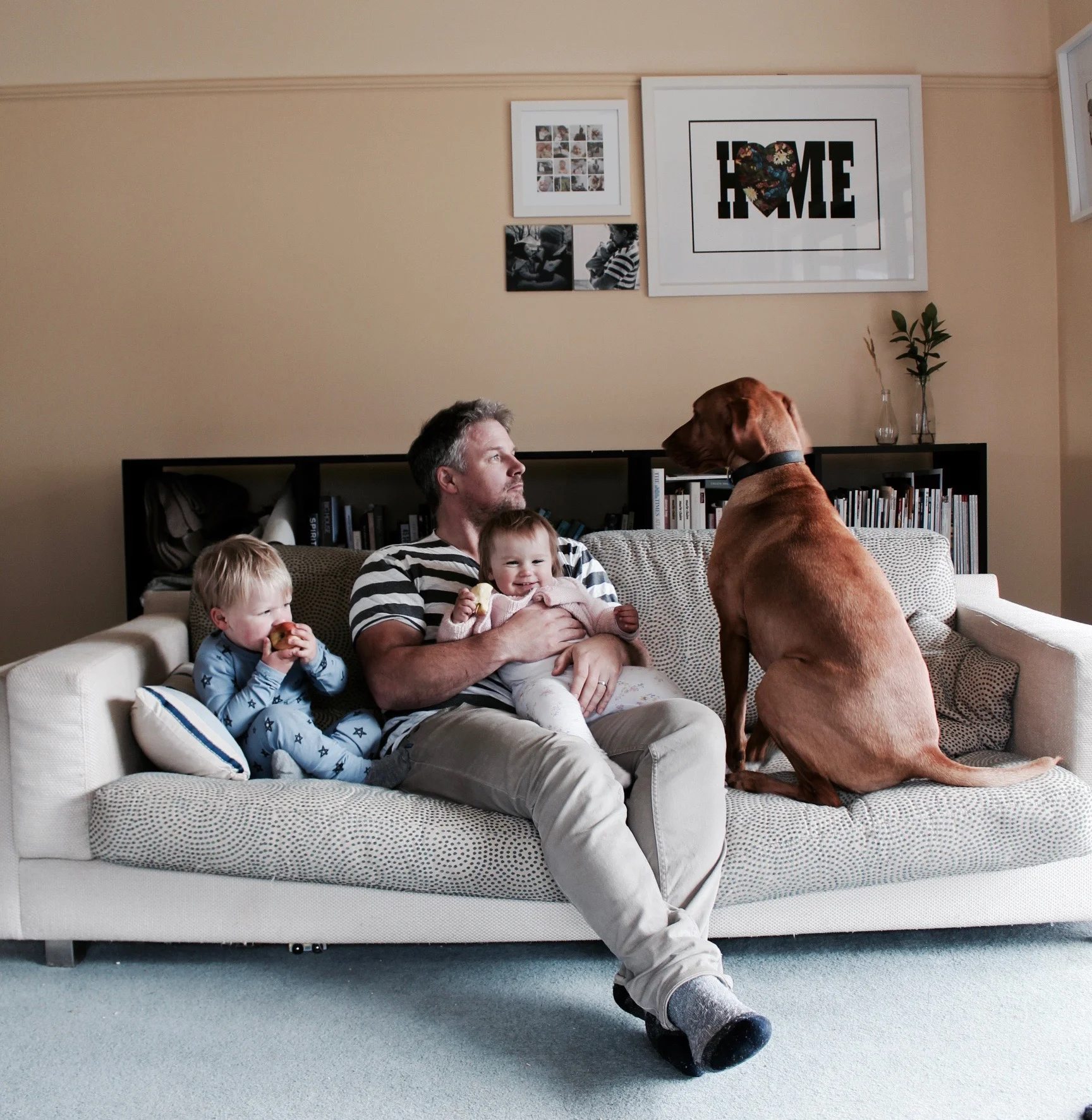 My two kids and furry baby