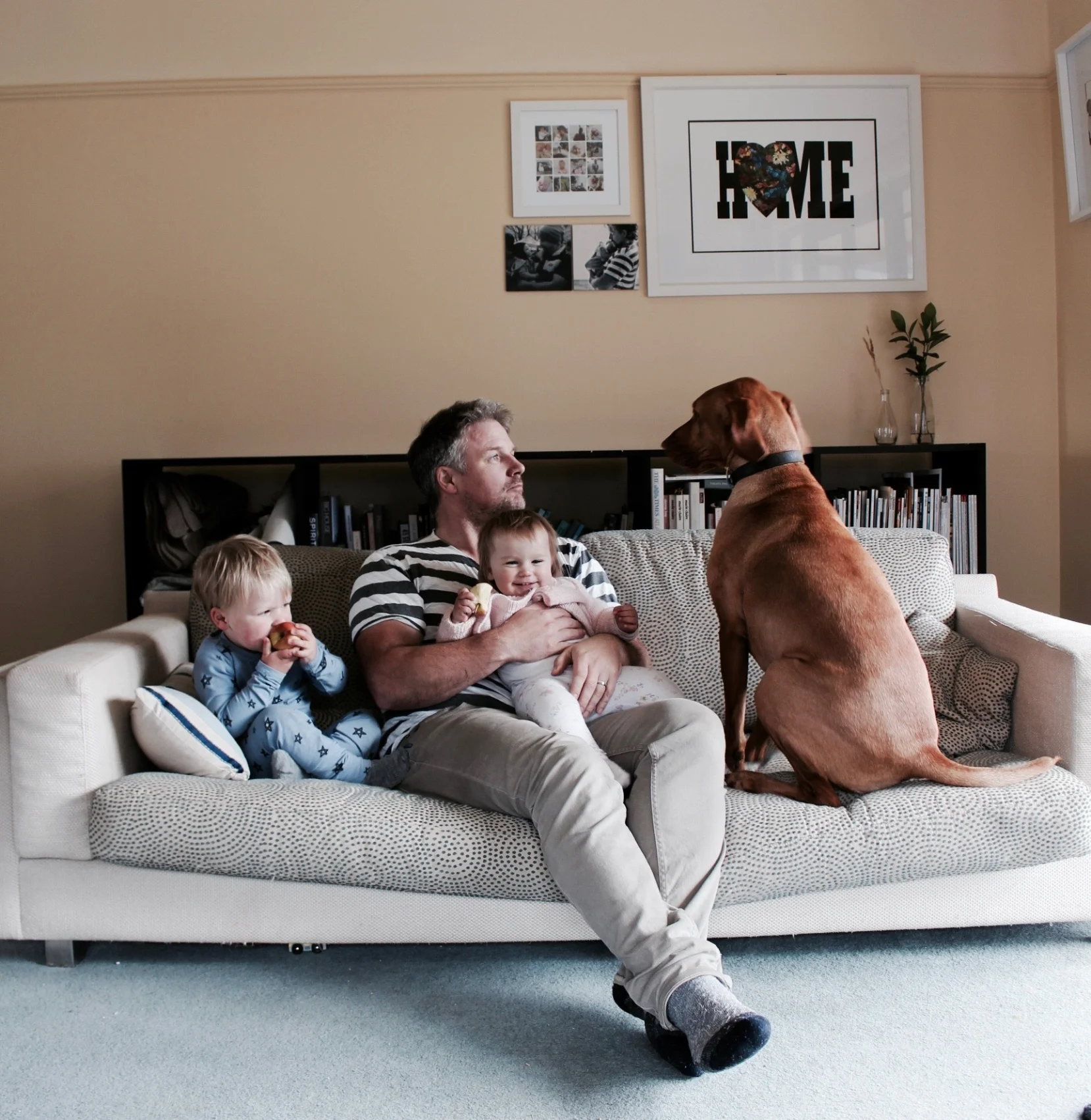 My two kids and furry baby