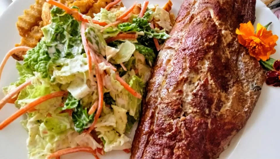 pecan smoked black mullet with calendula and dill slaw.jpg