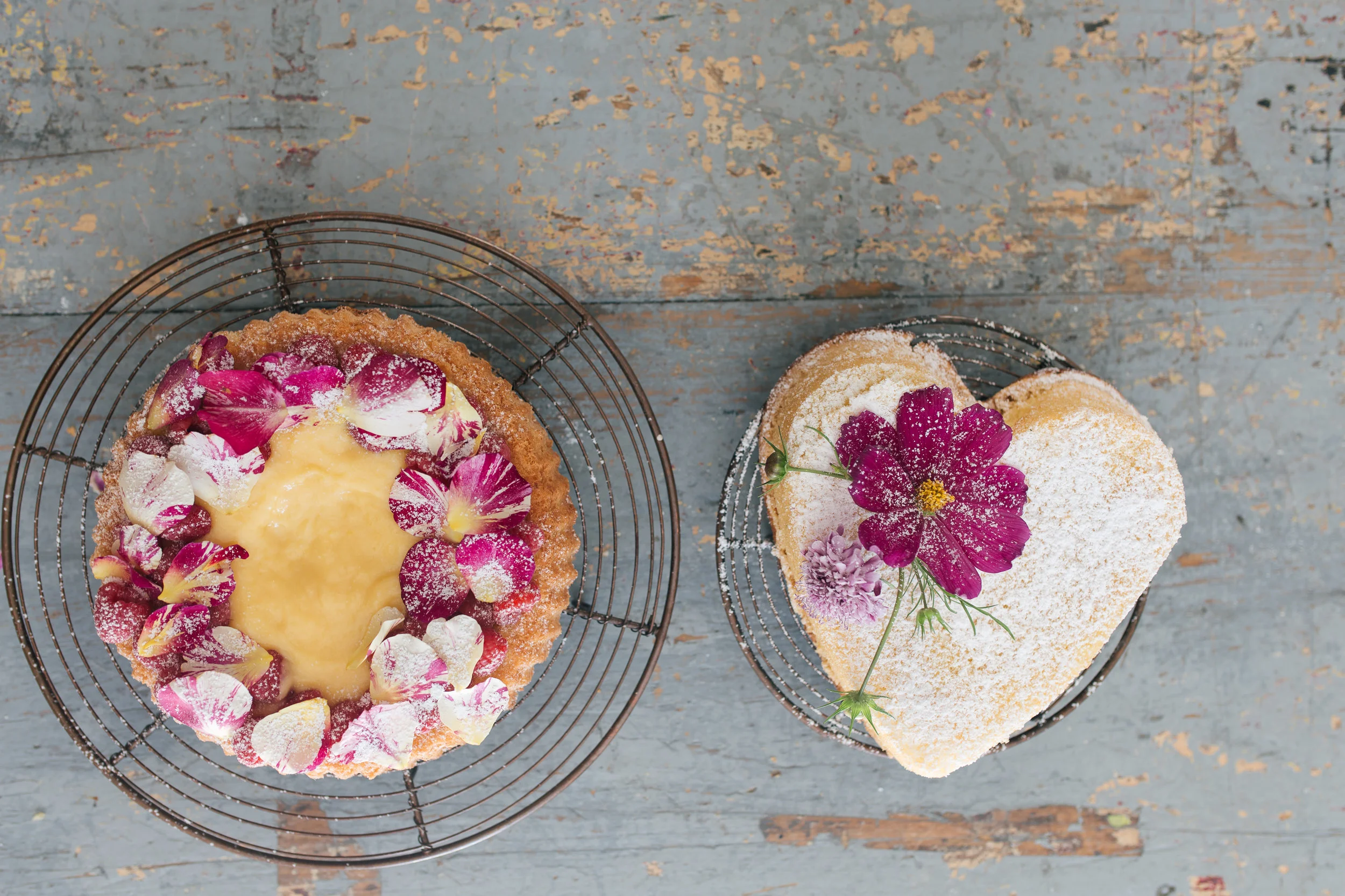 Lemon curd tart and sponge cake