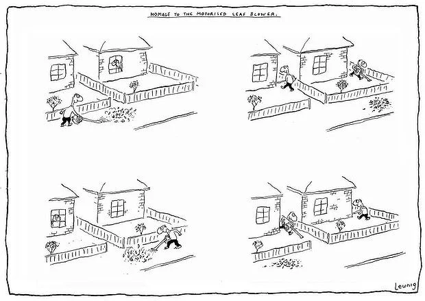 Michael Leunig's brilliant cartoon Homage to a Leaf Blower