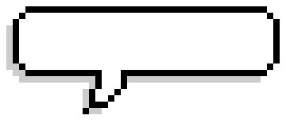 Pixelated speech bubble gif that slowly reads "get in touch."