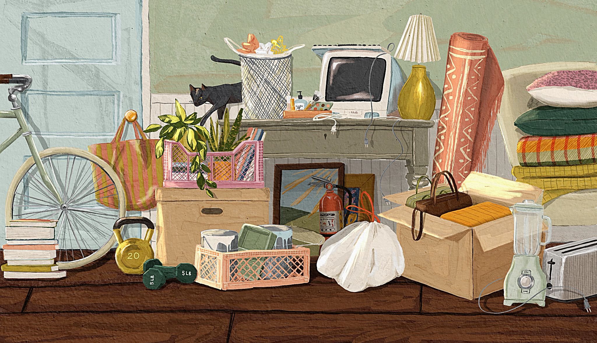 cluttered living space
