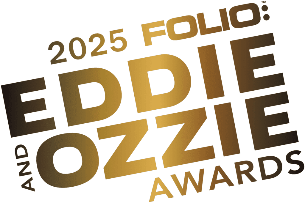 Logo for the 2025 Eddie and Ozzie Awards, featuring black and gold text.
