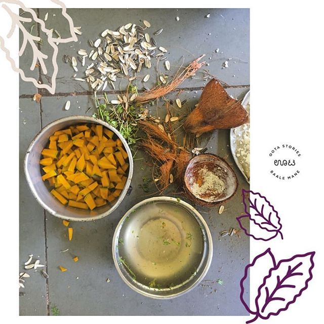 Ingredients for a delicious pumpkin palya, perfect in the Bangalore monsoon season. 🎃 🍴 🌿 ⛈️