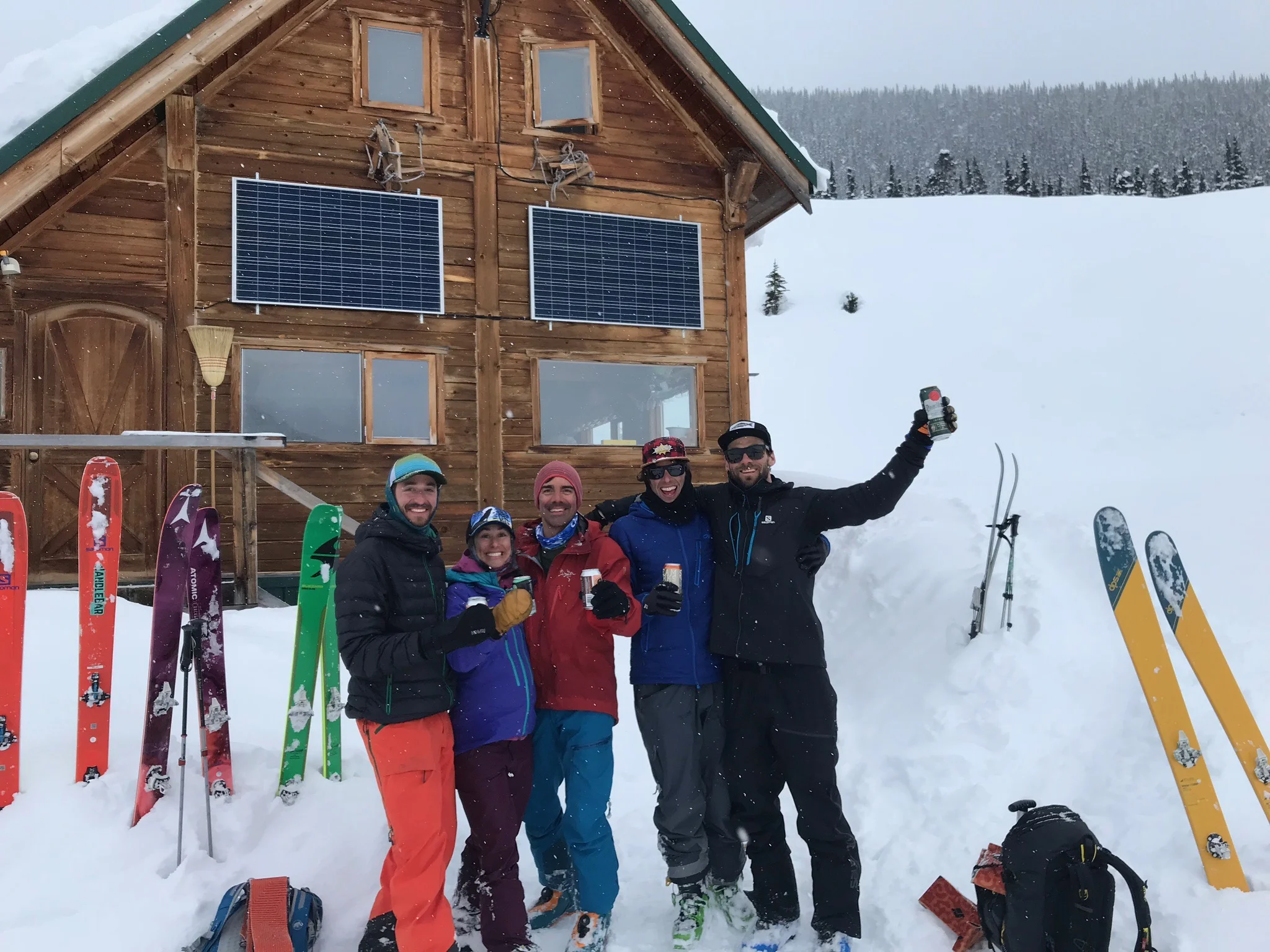 The crew enjoying some cold ones after an epic day.