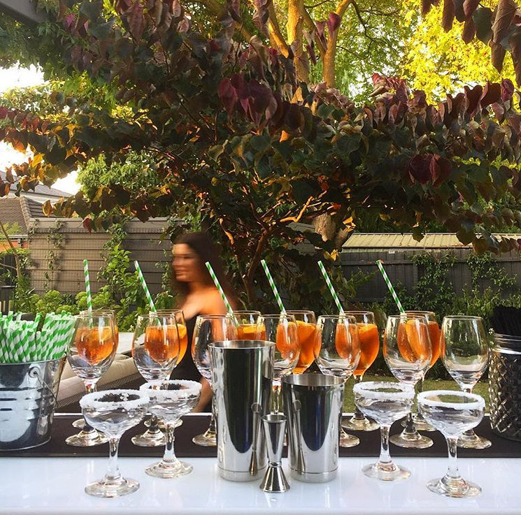Aperol Spritz lined up at our private function in Kew, Melbourne 