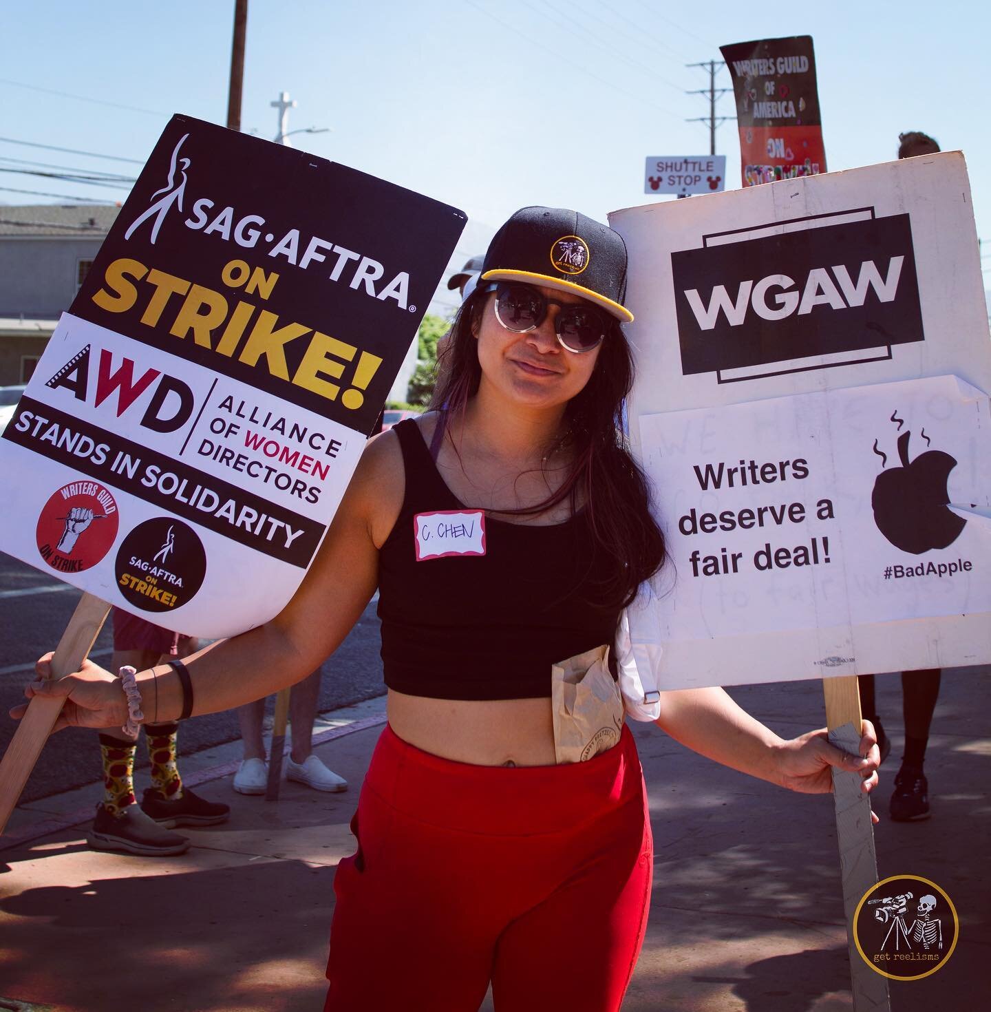 The @awd_directors gathering at Disney&nbsp;today supporting the @writersguildwest and @sagaftra strike was a fantastic kickoff for my [hopefully not too many] more picketing days to come. As a filmmaker and director, I was thrilled to connect with f