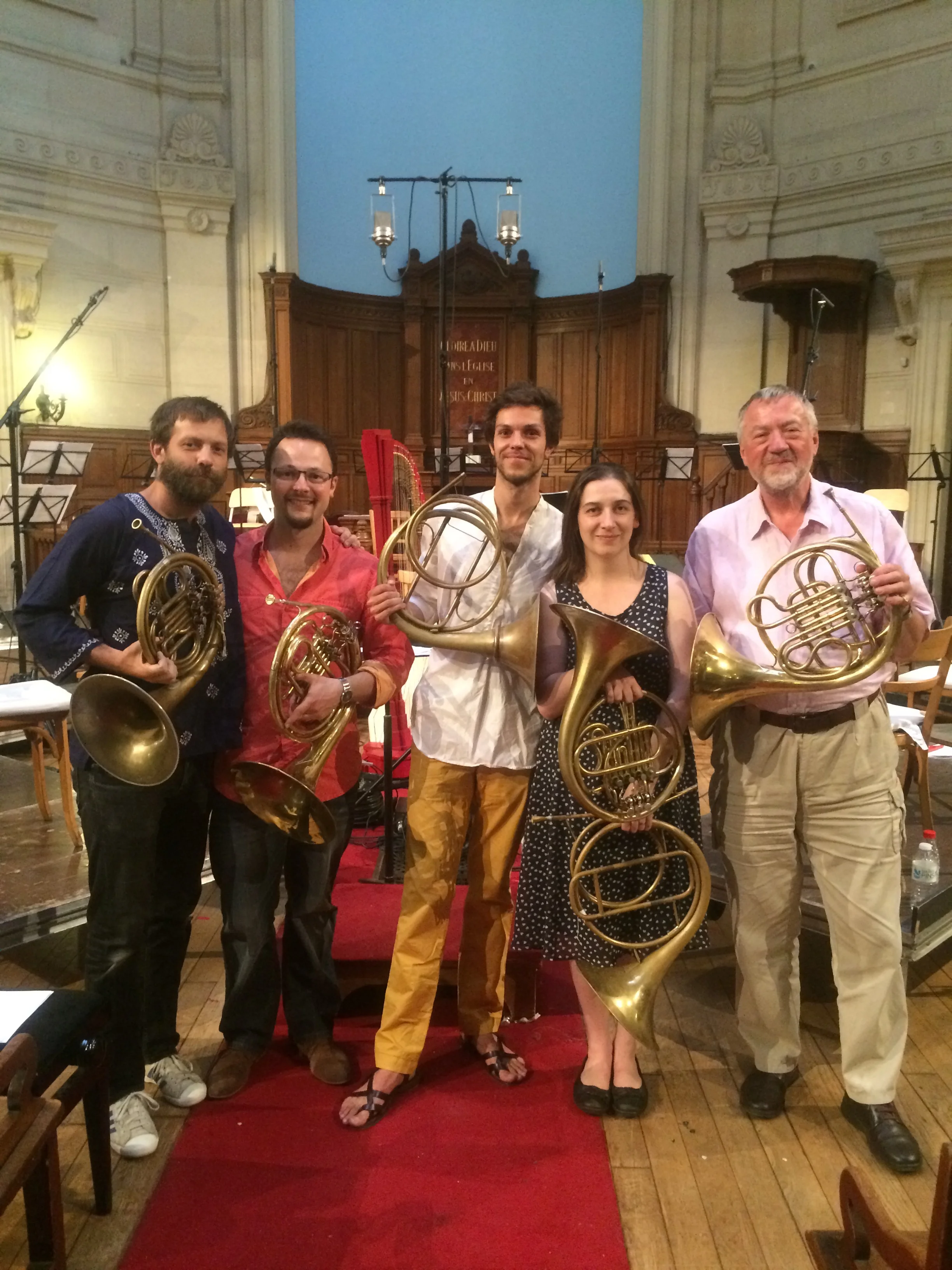 Left to right: Joseph Walters, Olivier Picon, Raphaël Pichon, Anneke Scott and Chris Larkin.