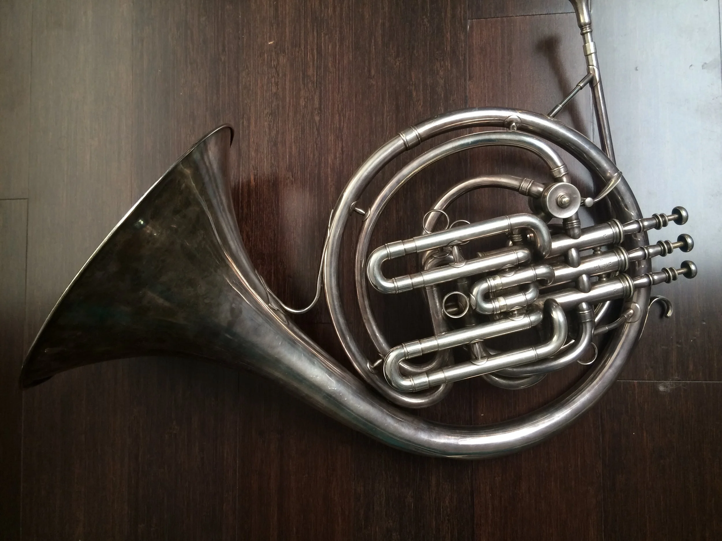 Henri Selmer F/B flat piston valve horn ( cor ascendant i.e. with ascending third valve ), early 20th century.