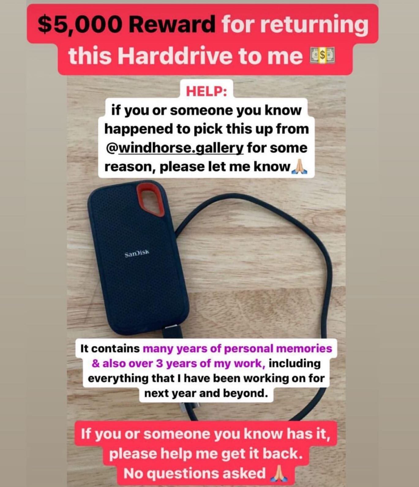 Please return this. It has too much of my life&rsquo;s work and life in it that you have no use for. I will even give you a free new harddrive 🙏🏼🤷🏻&zwj;♂️🤞🏽