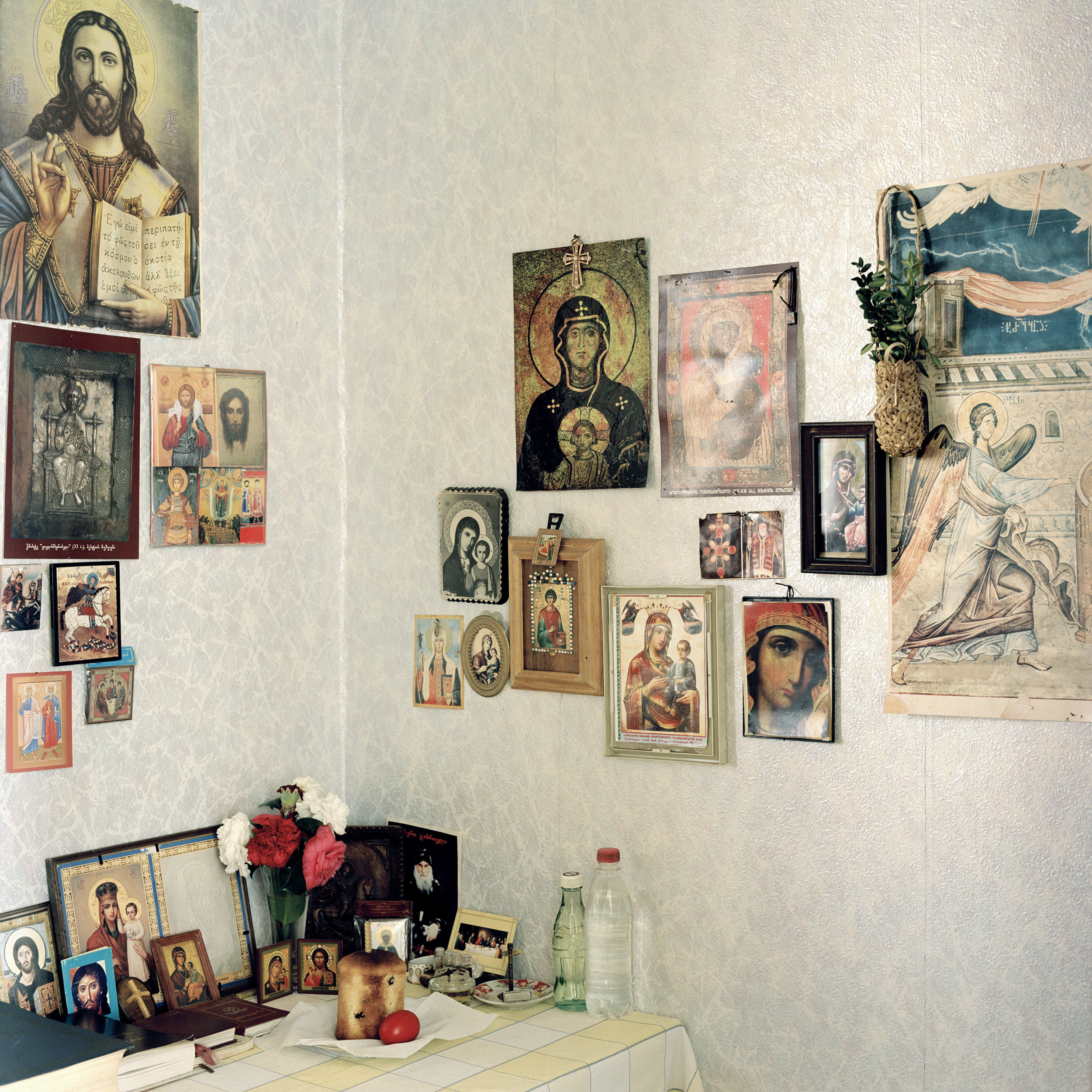 A religious shrine in the home of a Mingrelian Georgian family in Gali.