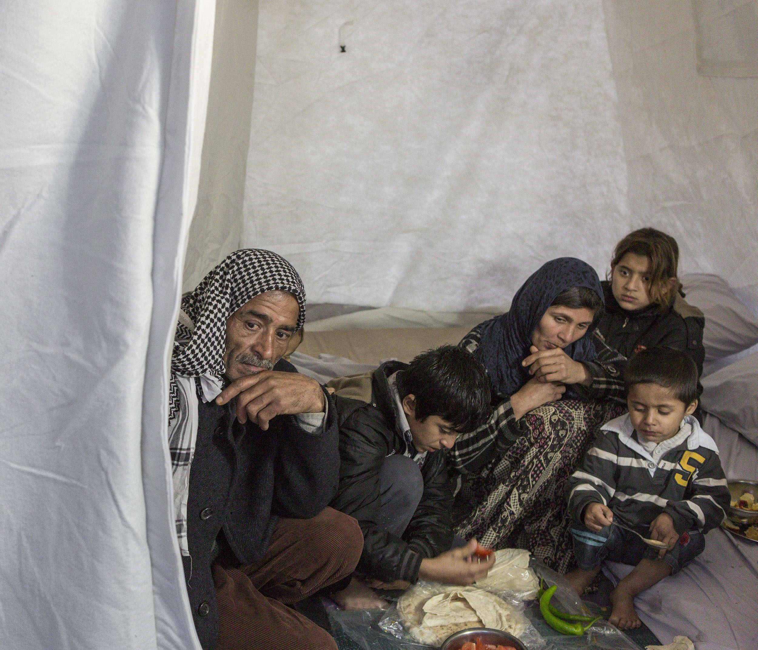  After hours of driving and a week in limbo, Wazam, Aysha and their six children reached Suruc camp in Turkey after fleeing the ISIS stronghold of Raqqa in North East Syria. 