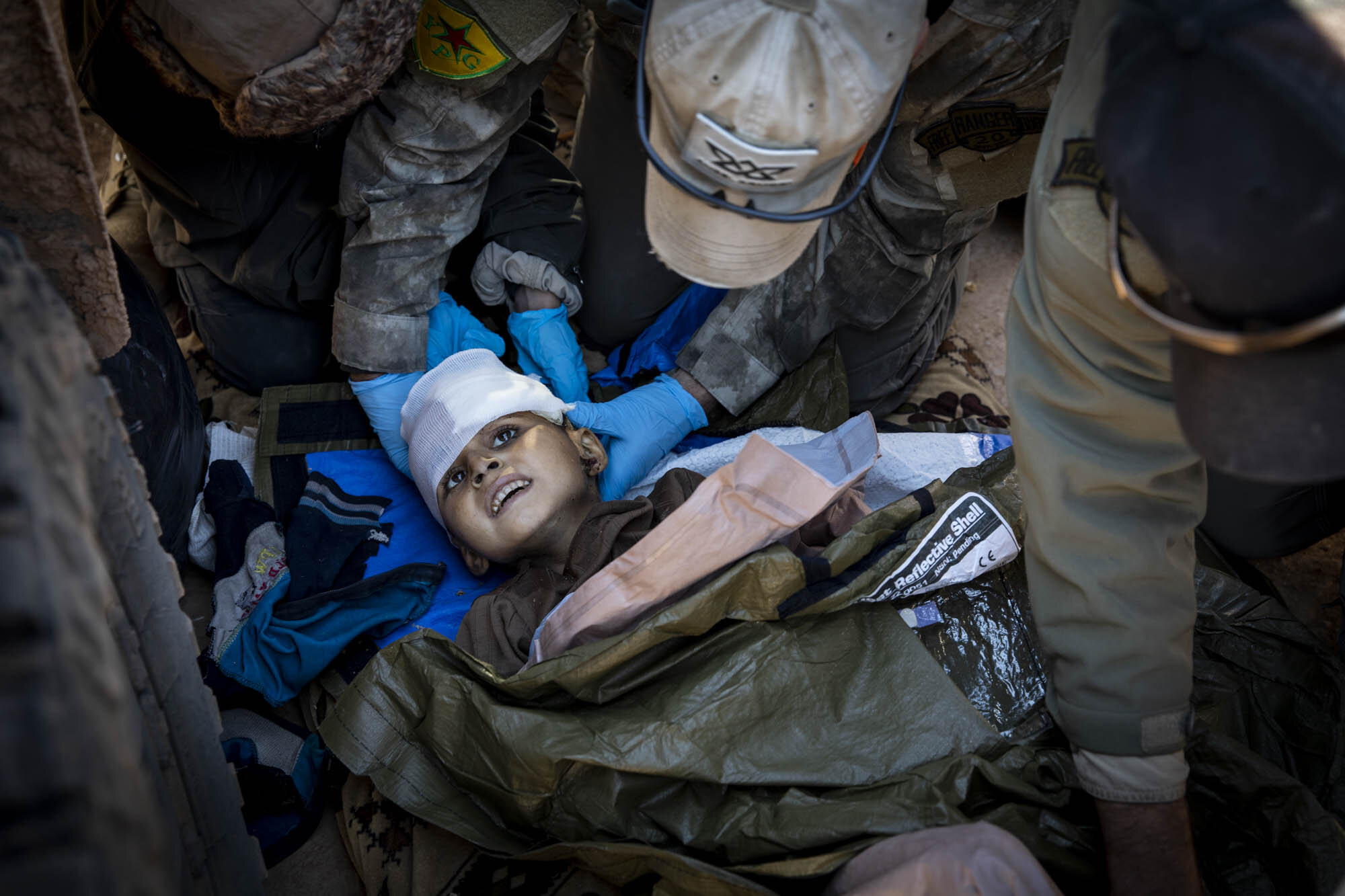  6-year-old Mohammed Ameri was treated for multiple injuries, by volunteer medics with the organisation known as the ‘Free Burma Rangers’, after his mother managed to get him out of the last ISIS-held village of Baghuz in Deir al-Zour, south east Syr