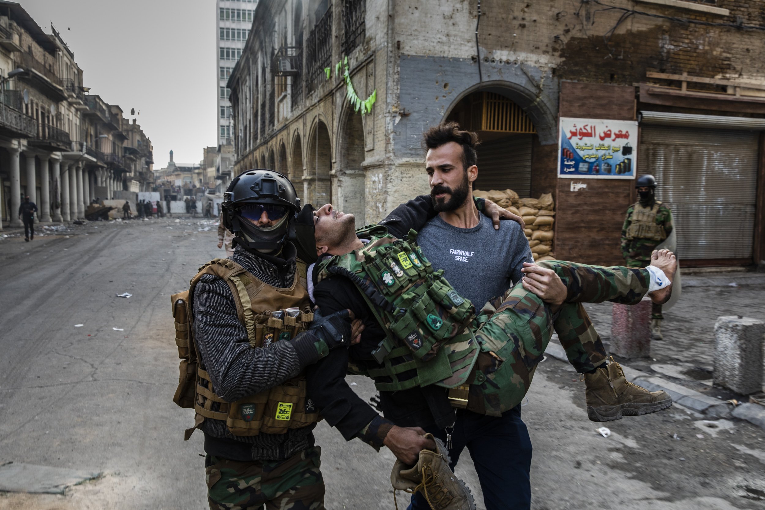  Iraqi Security forces clashed with groups of mainly teenage boys who they have been battling with for days on Rasheed Street amidst ongoing anti-government protests in Iraq. 