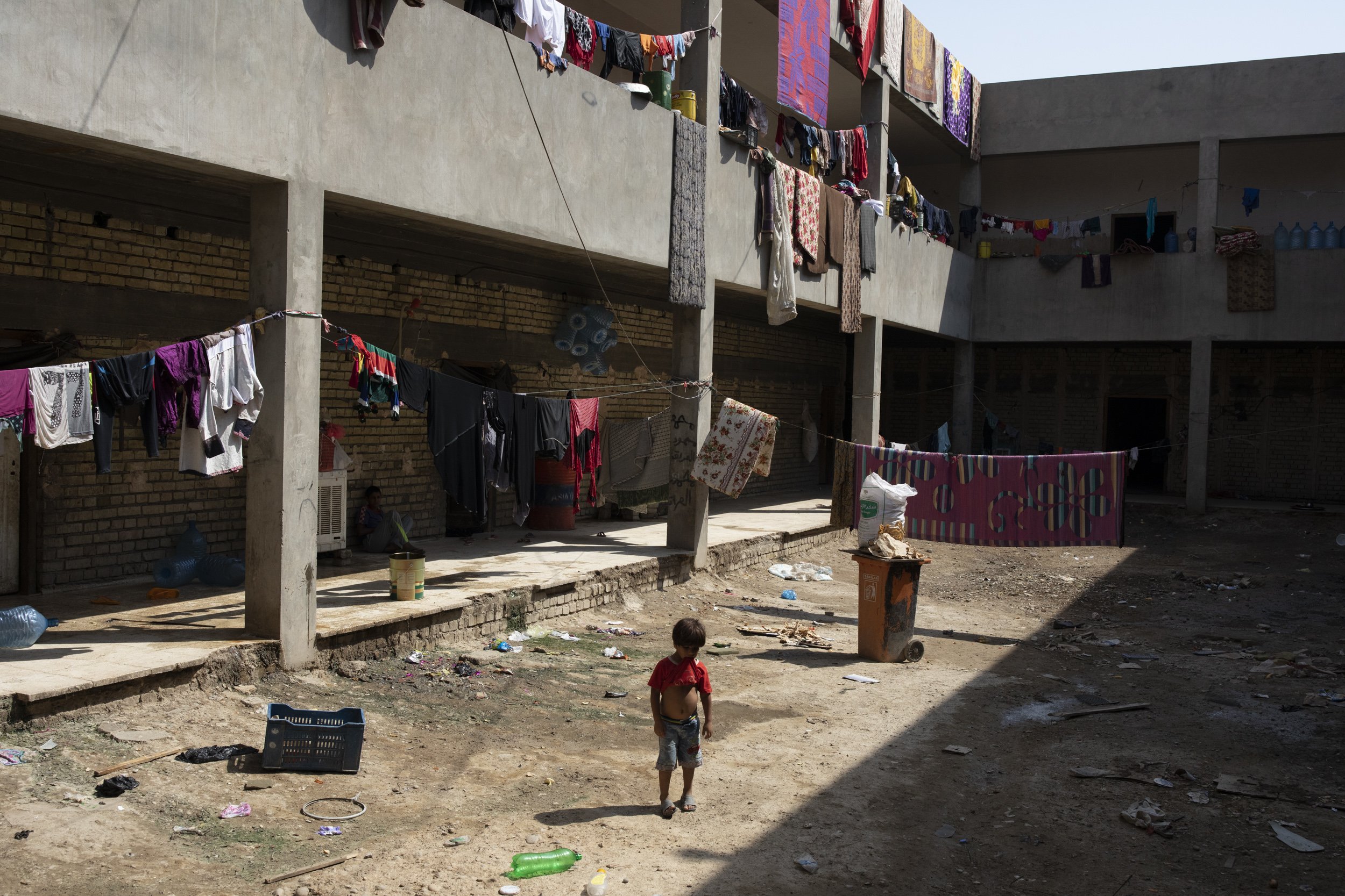  Hundreds of Sunni families, some of whom are accused of affiliation with ISIS members, remain displaced and are living in dilapidated unfinished buildings and empty schools in and around Samara.  
