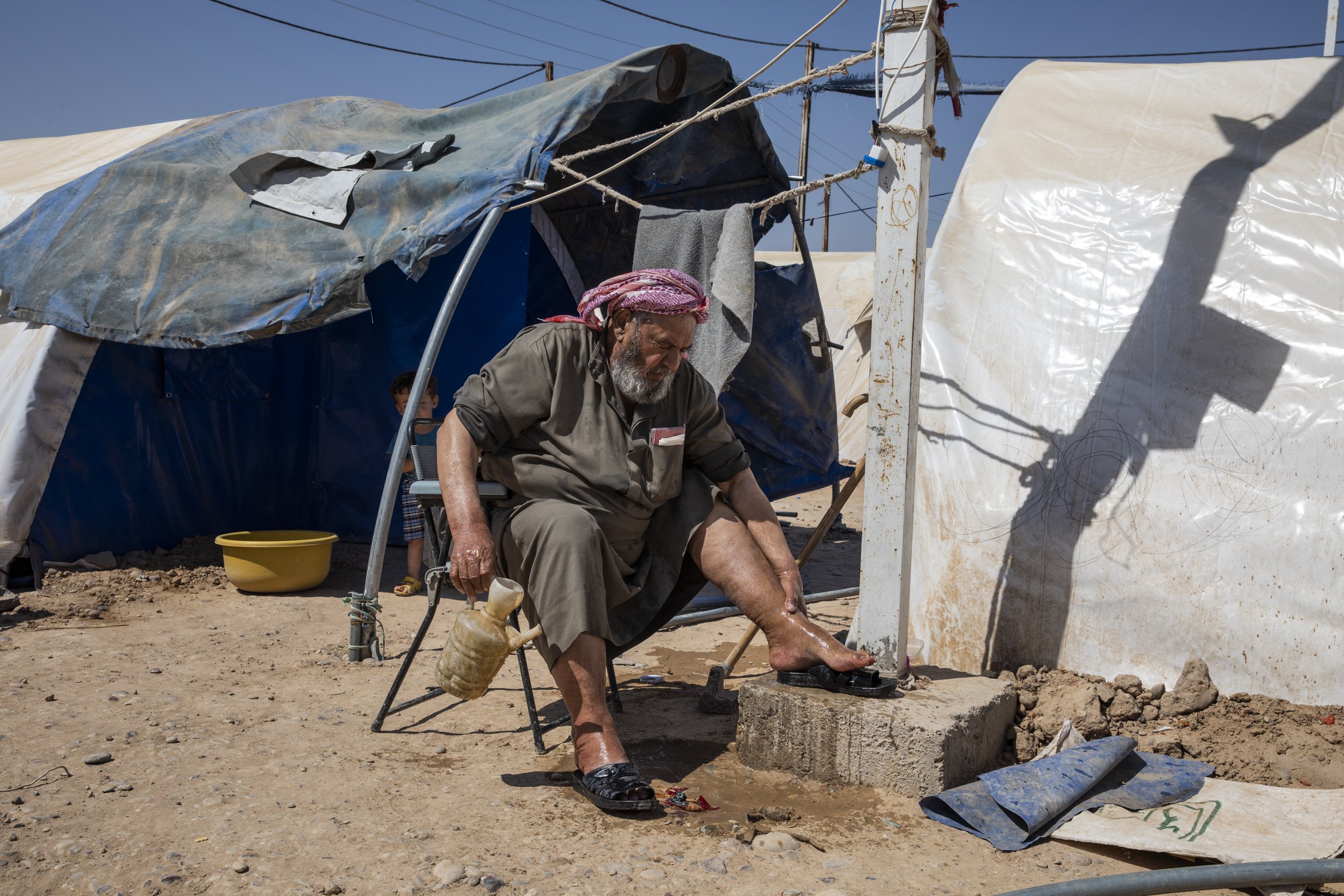  Sunni families accused of affiliation with ISIS members are living in rundown displacement camps after they were driven from their homes by neighbours who don’t want them to return home.  