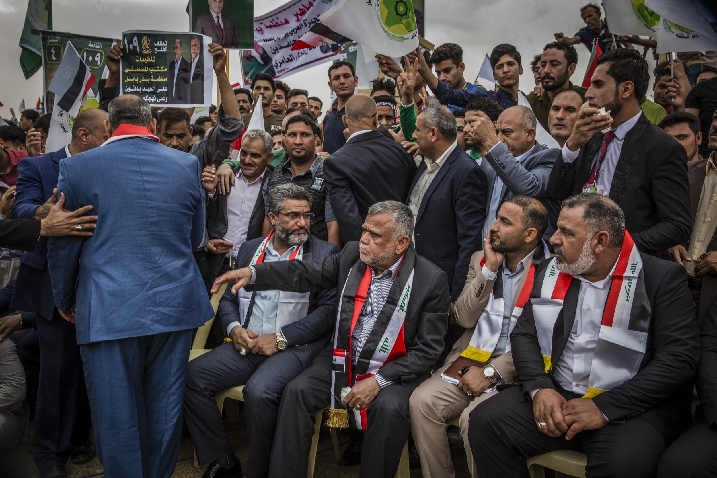  Hadi al-Ameri, the head of Fatah and leader of the Badr militia, attended a party rally on the campaign trail in Hillah in the run up to Iraq’s parliamentary elections in 2018. 
